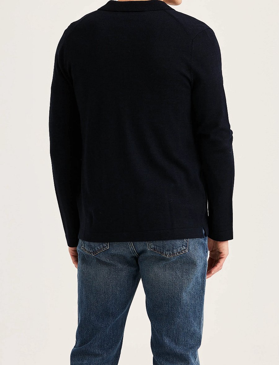 Morris - Merino Shirt Cardigan - cardigans - navy - 4