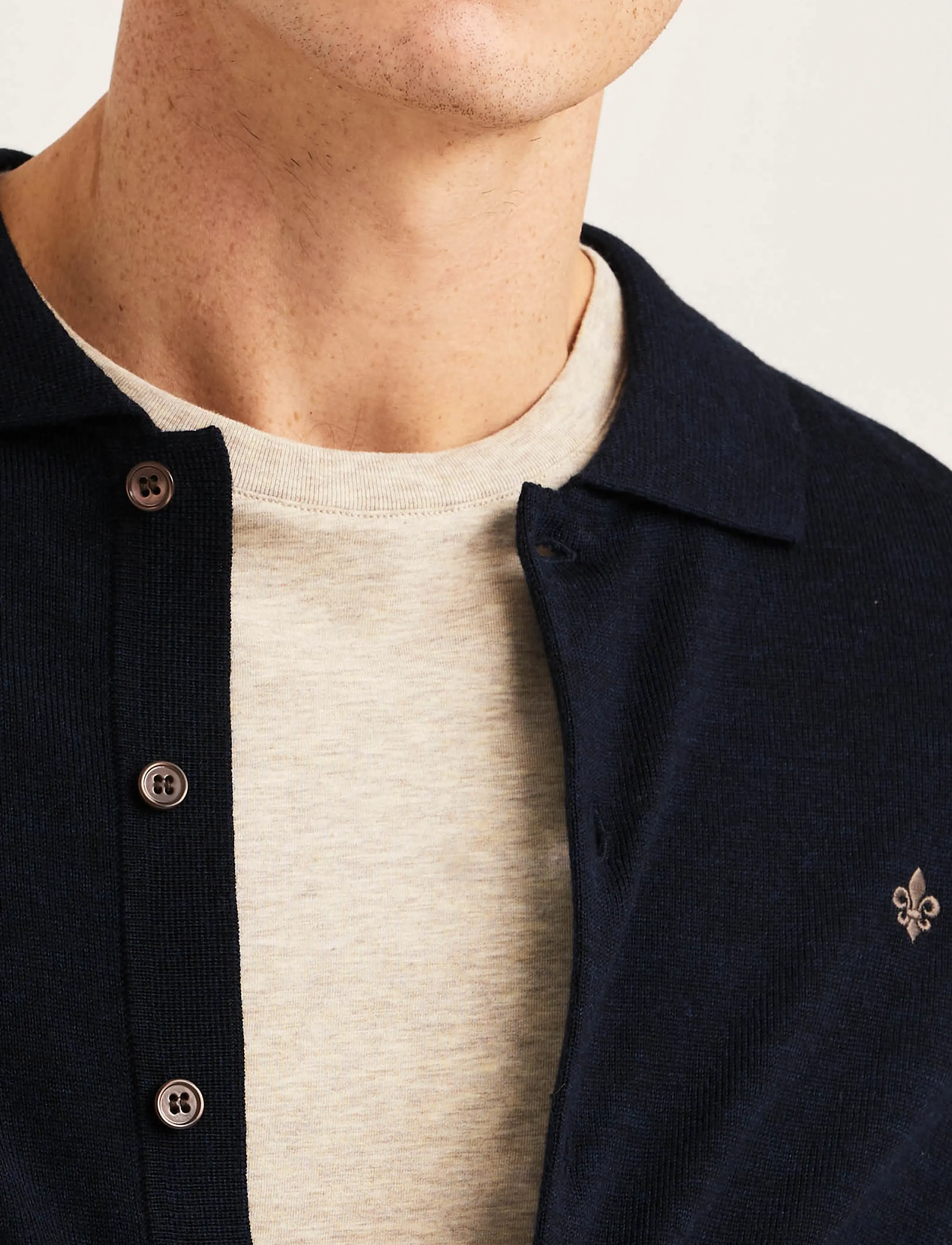 Morris - Merino Shirt Cardigan - cardigans - navy - 5