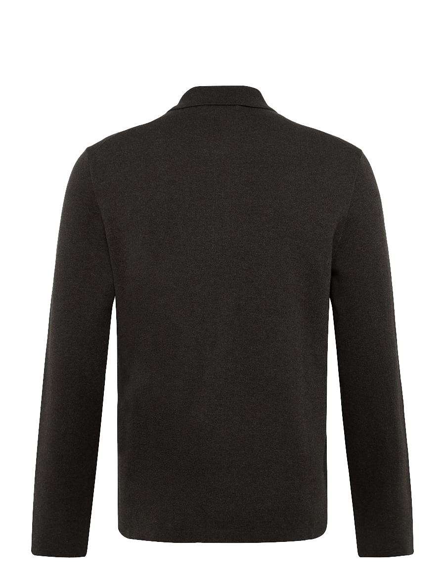 Morris - Dudley Knitted Overshirt - langärmelige strick-polohemden - brown - 2