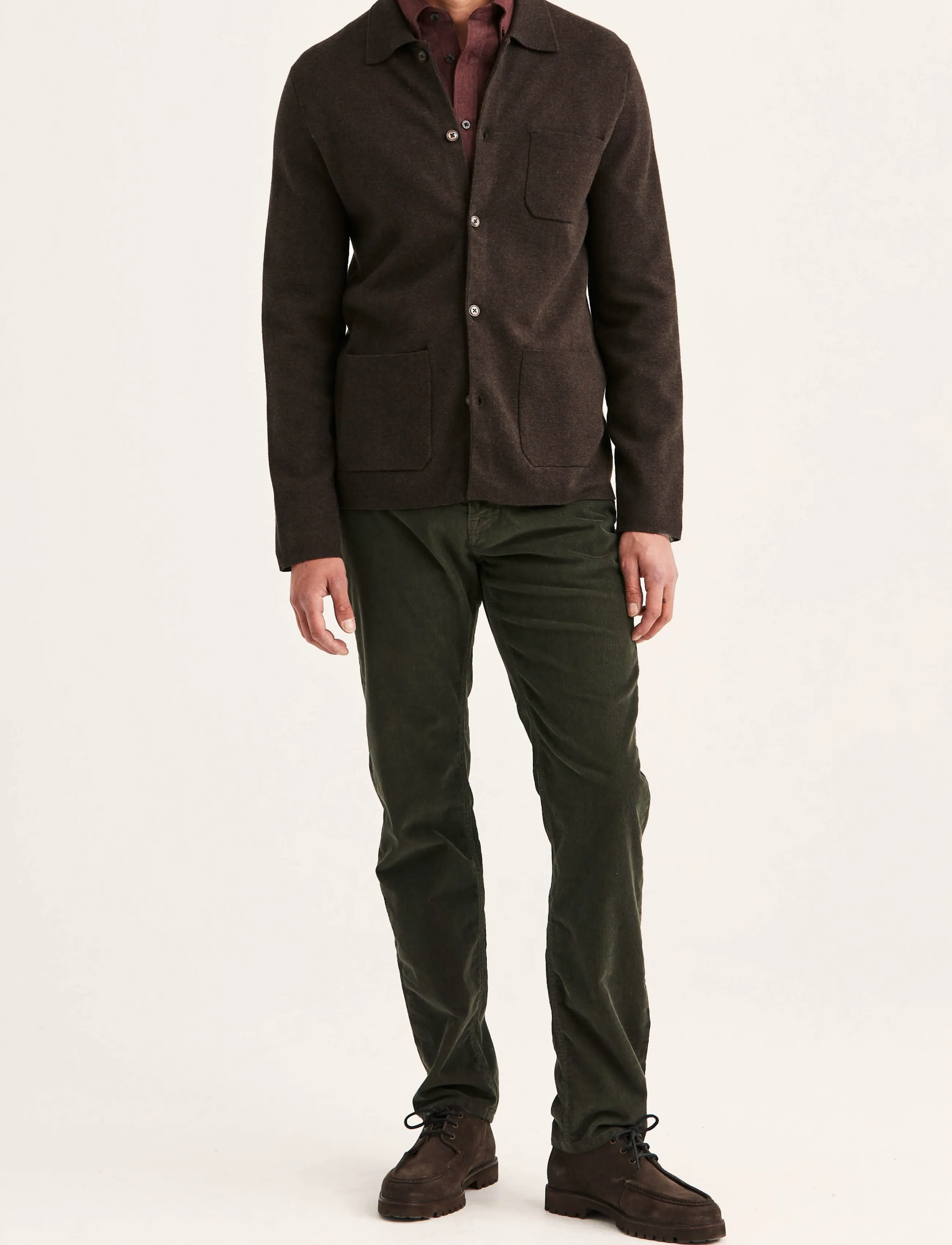 Morris - Dudley Knitted Overshirt - langärmelige strick-polohemden - brown - 3