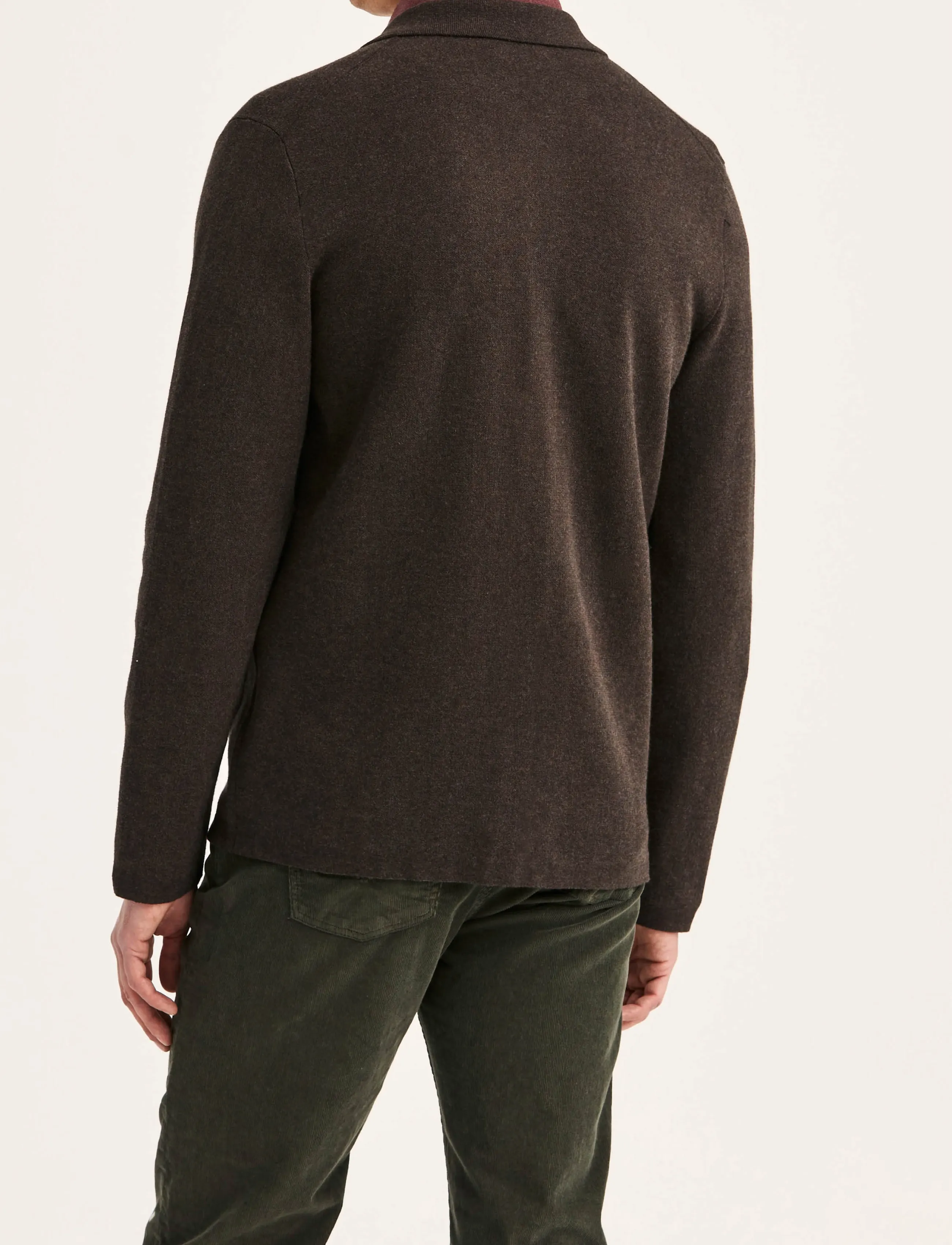 Morris - Dudley Knitted Overshirt - langärmelige strick-polohemden - brown - 4
