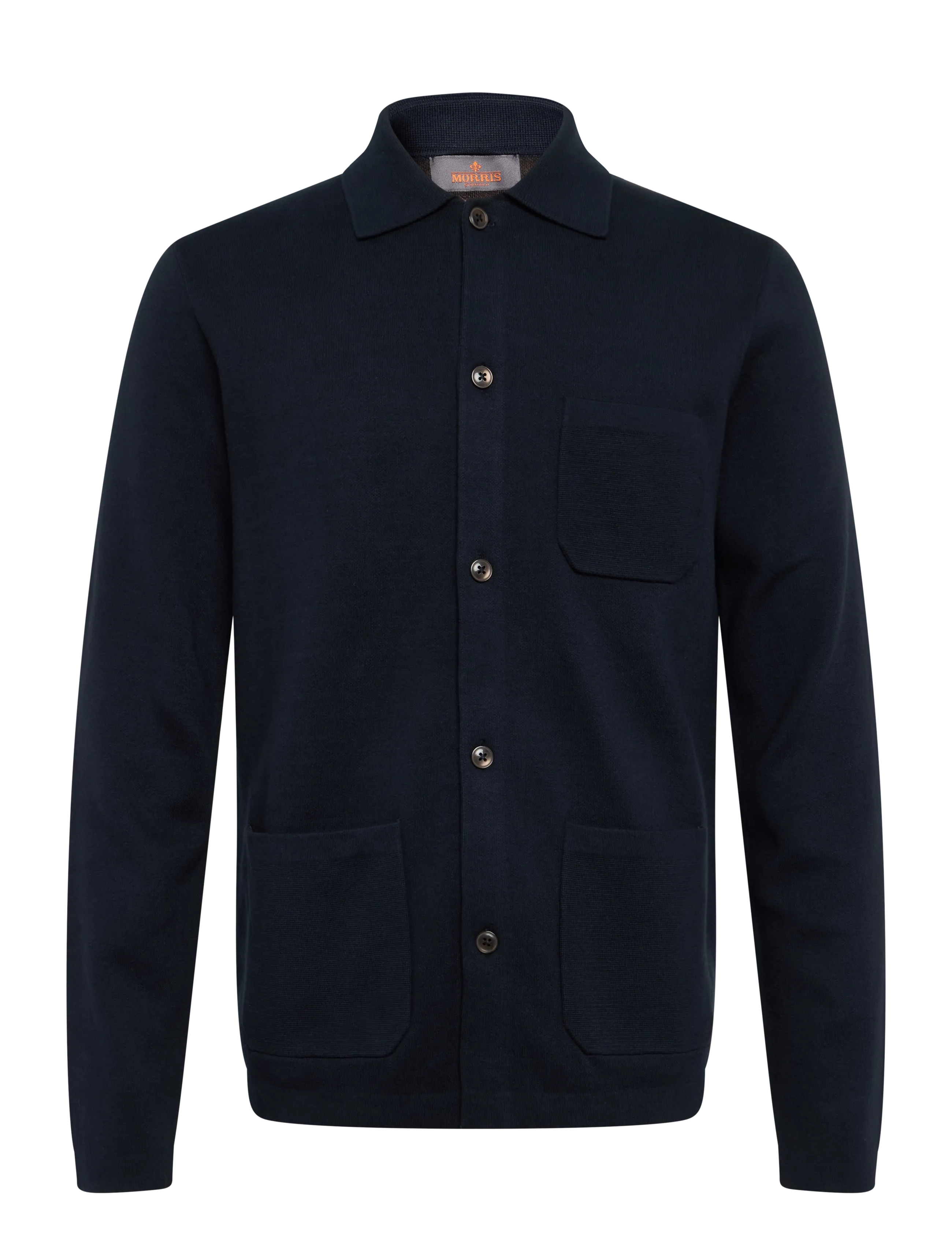 Morris - Dudley Knitted Overshirt - old blue - 1