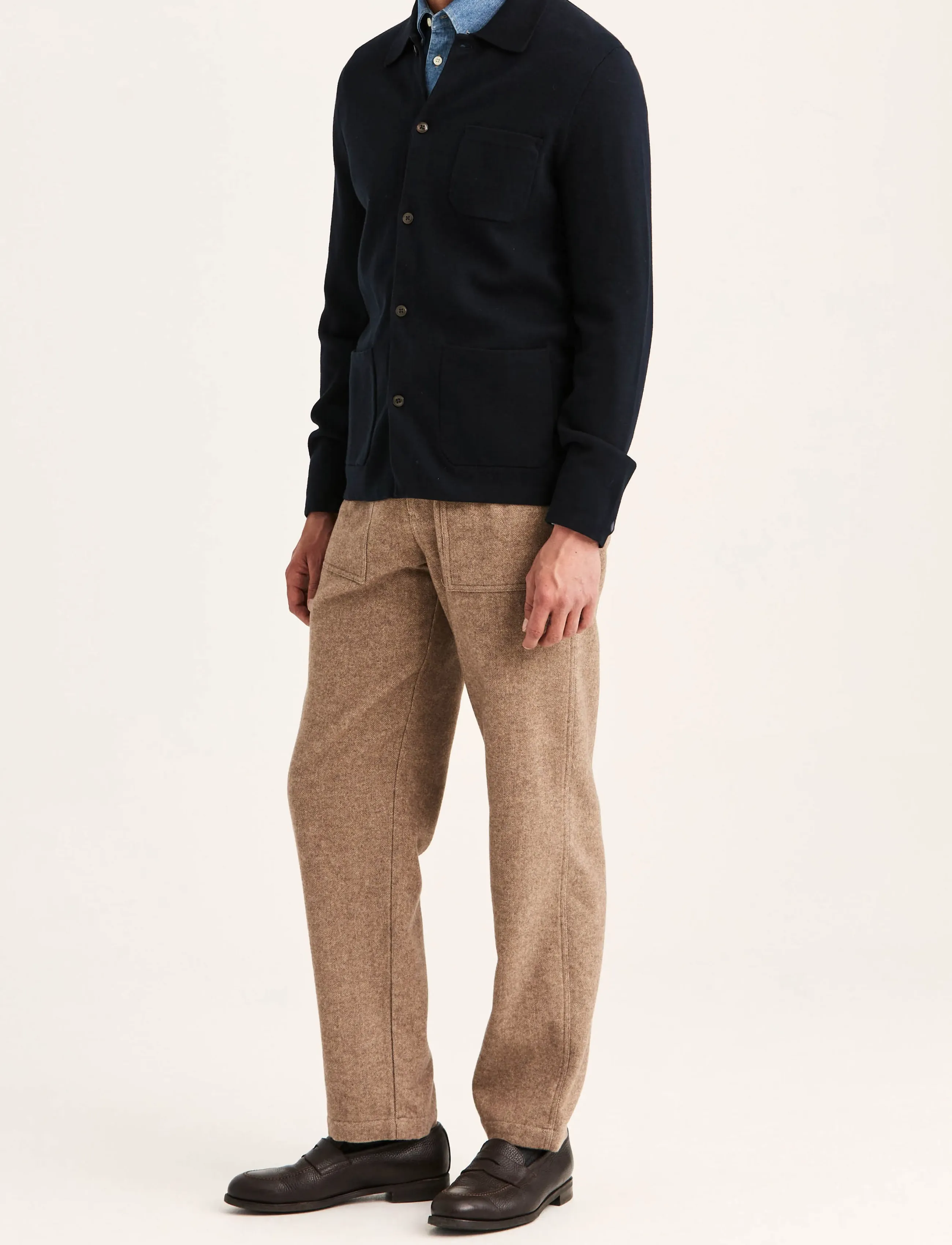 Morris - Dudley Knitted Overshirt - old blue - 3