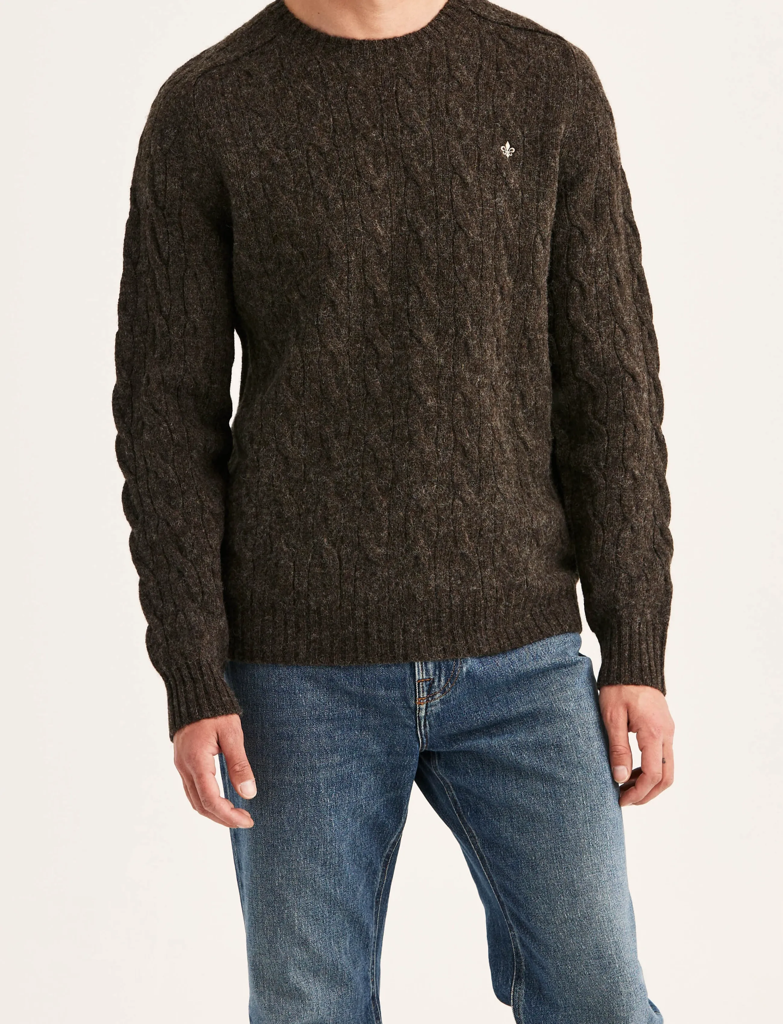 Morris - Archard Cable Sweater - Ümara kaelusega - brown - 0