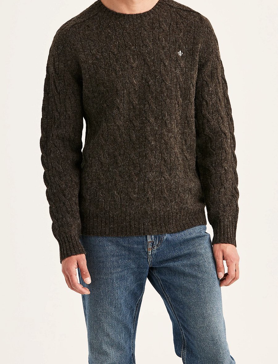 Morris - Archard Cable Sweater - Ümara kaelusega - brown - 0