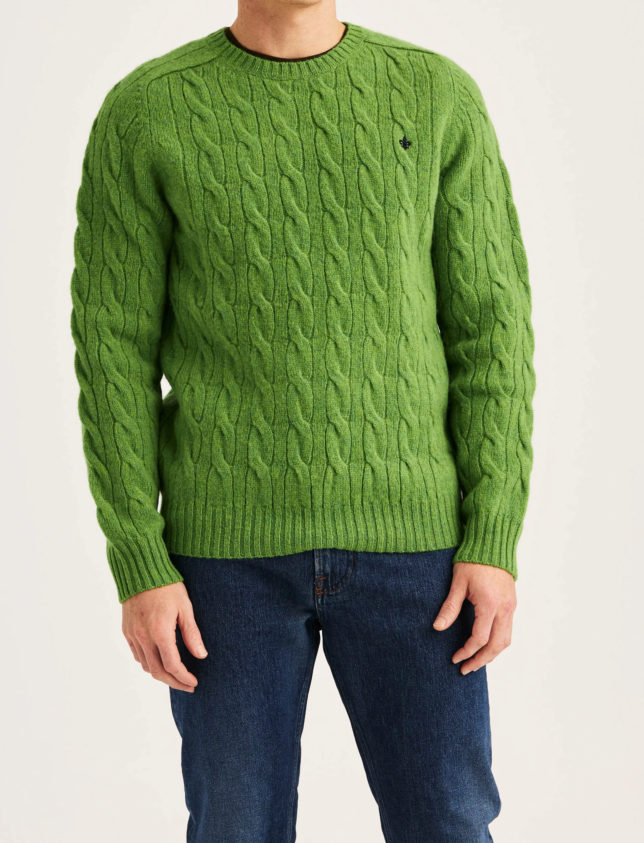 Morris - Archard Cable Sweater - Ümara kaelusega - green - 2