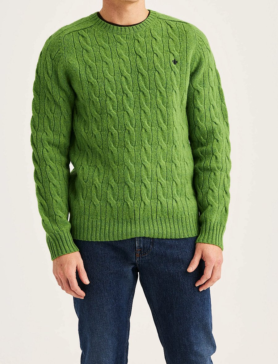 Morris - Archard Cable Sweater - Ümara kaelusega - green - 2