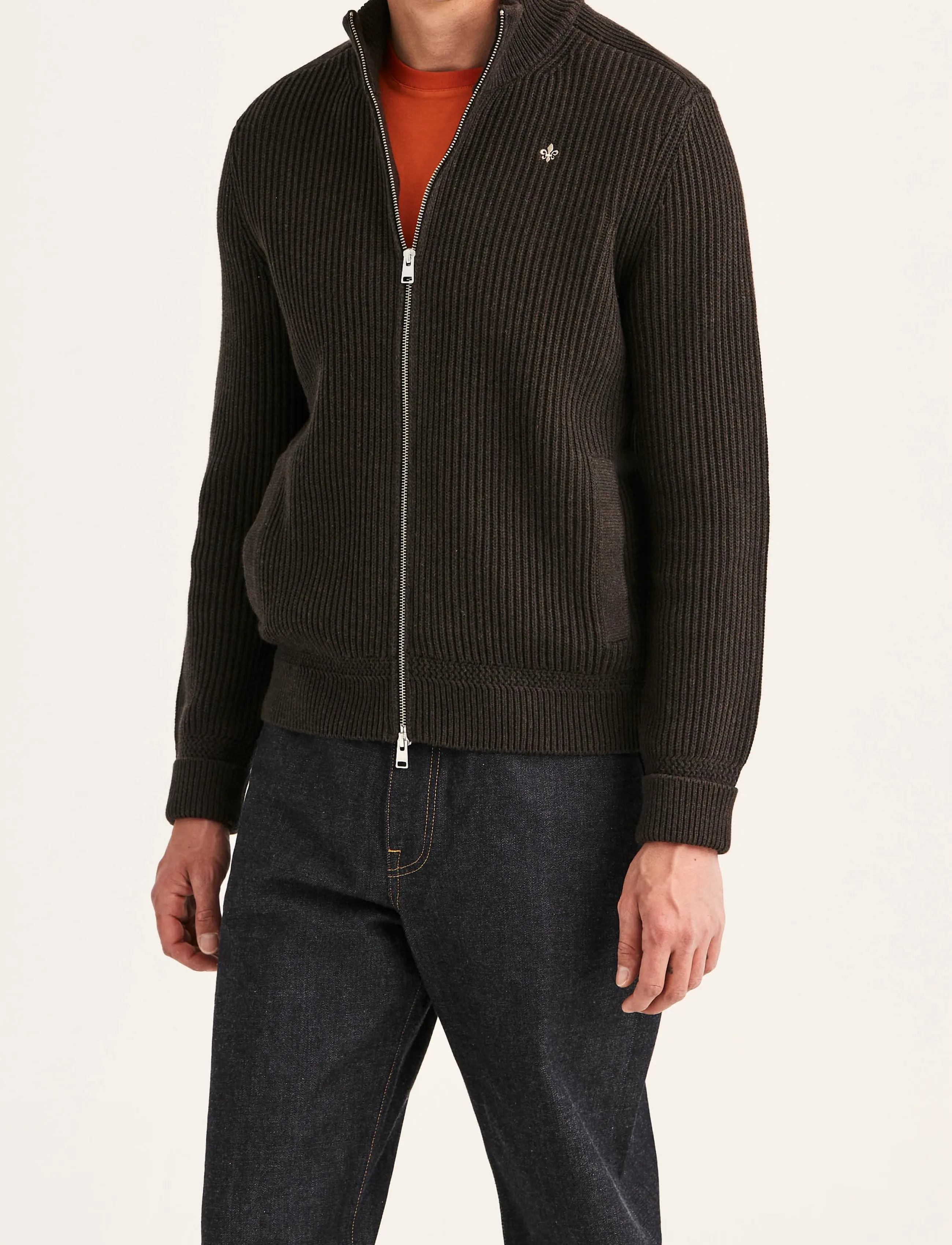Morris - Duncan Zip Cardigan - strickjacken - brown - 0