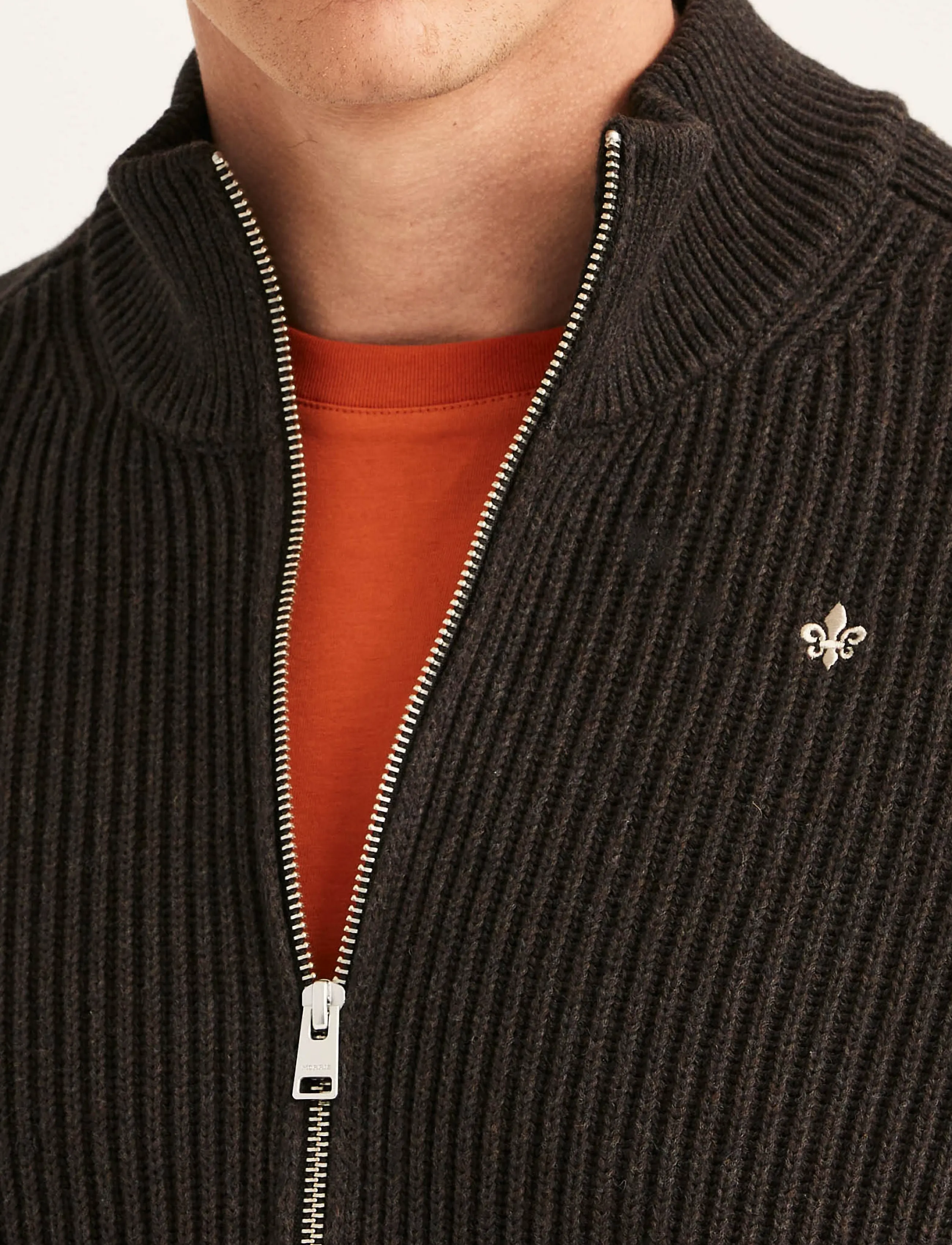 Morris - Duncan Zip Cardigan - strickjacken - brown - 5