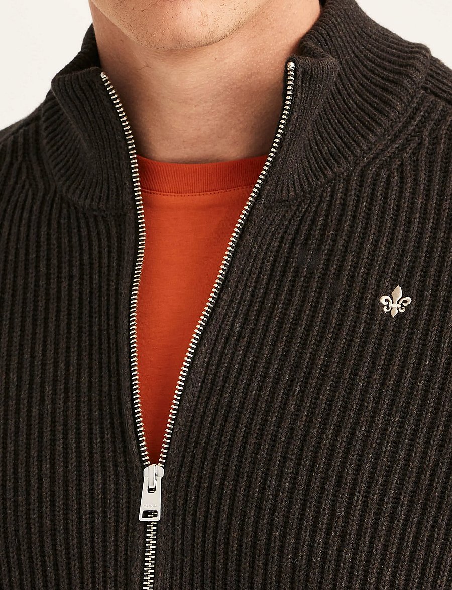 Morris - Duncan Zip Cardigan - strickjacken - brown - 5