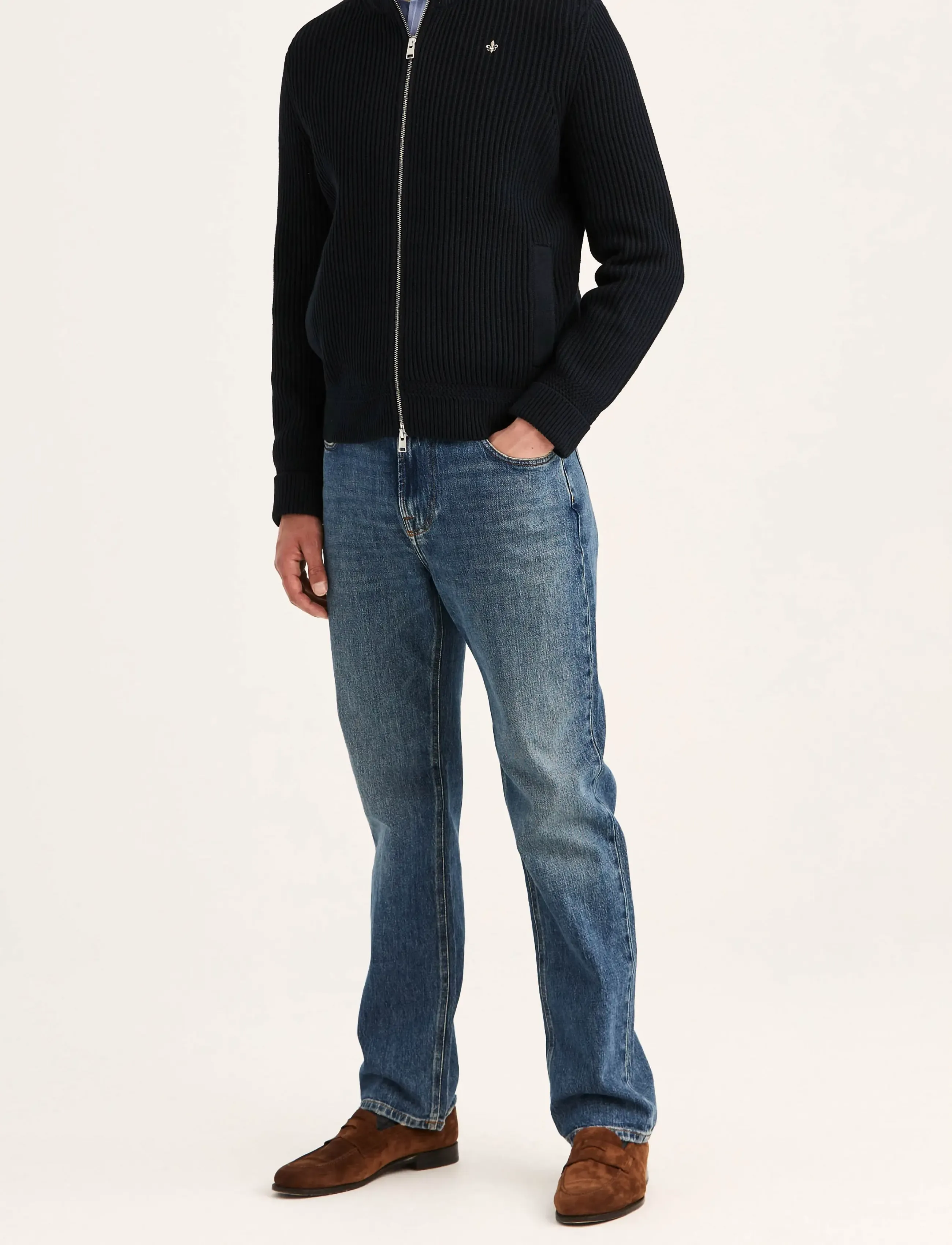 Morris - Duncan Zip Cardigan - old blue - 3
