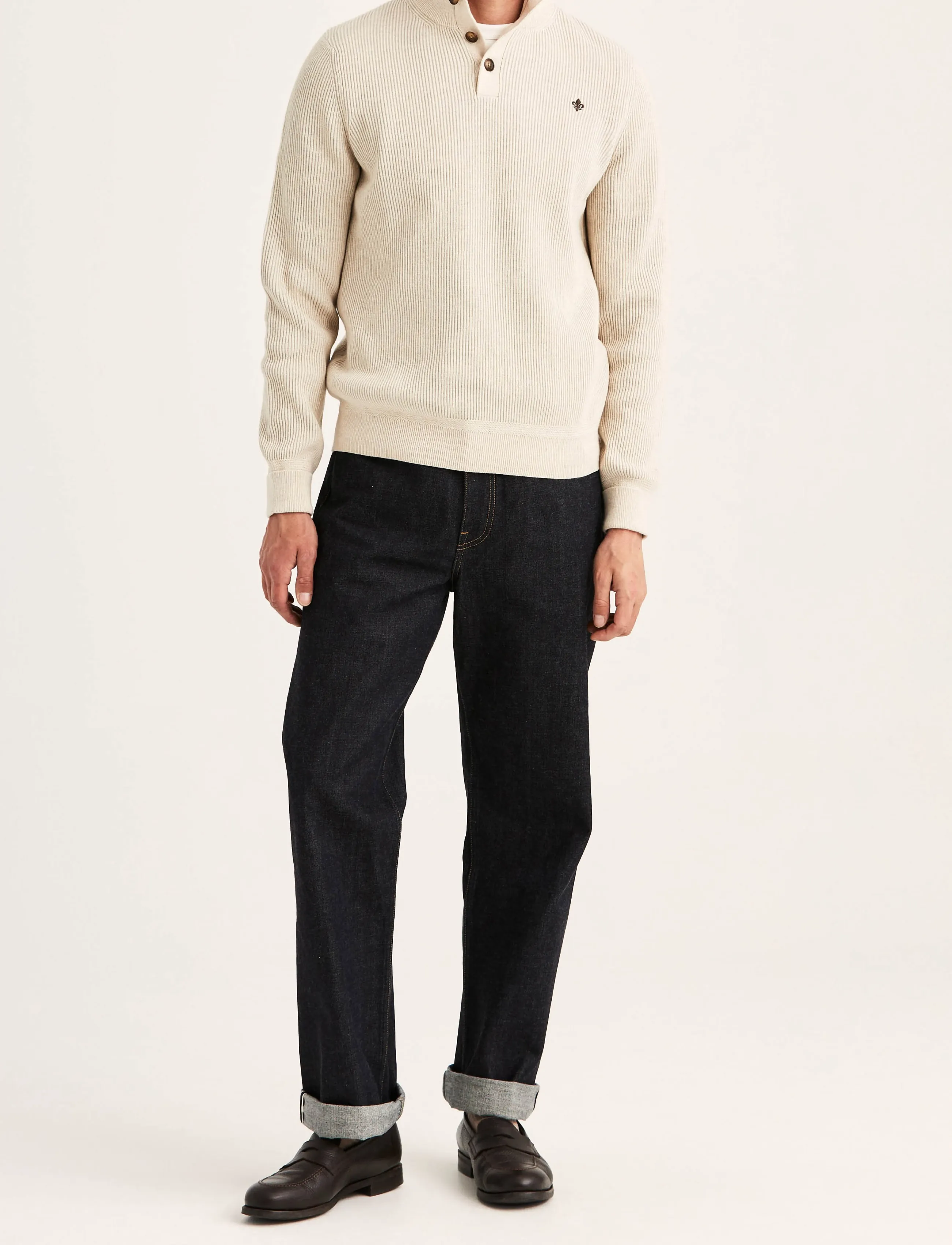 Morris - Niall Half Button Sweater - khaki - 3