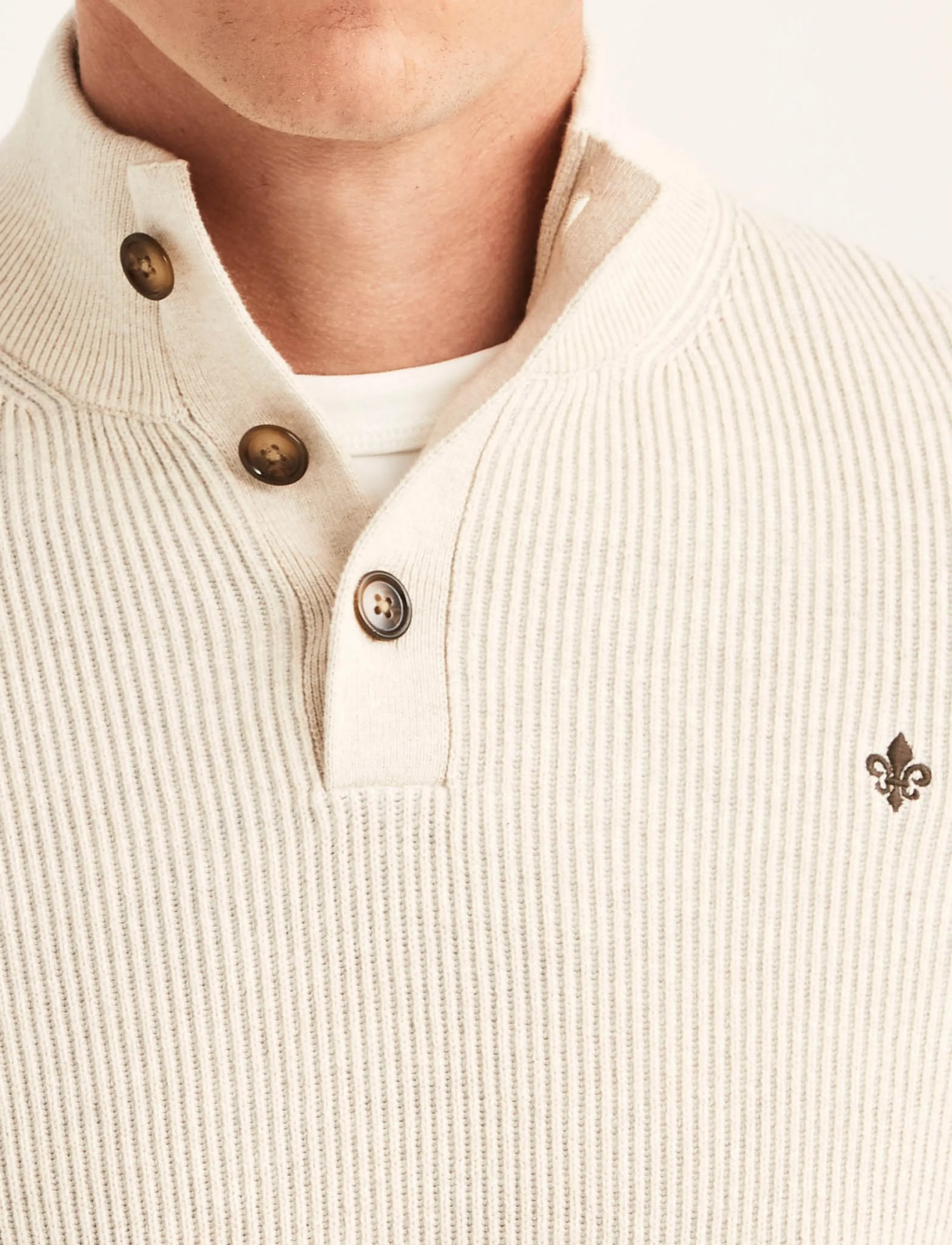 Morris - Niall Half Button Sweater - khaki - 5