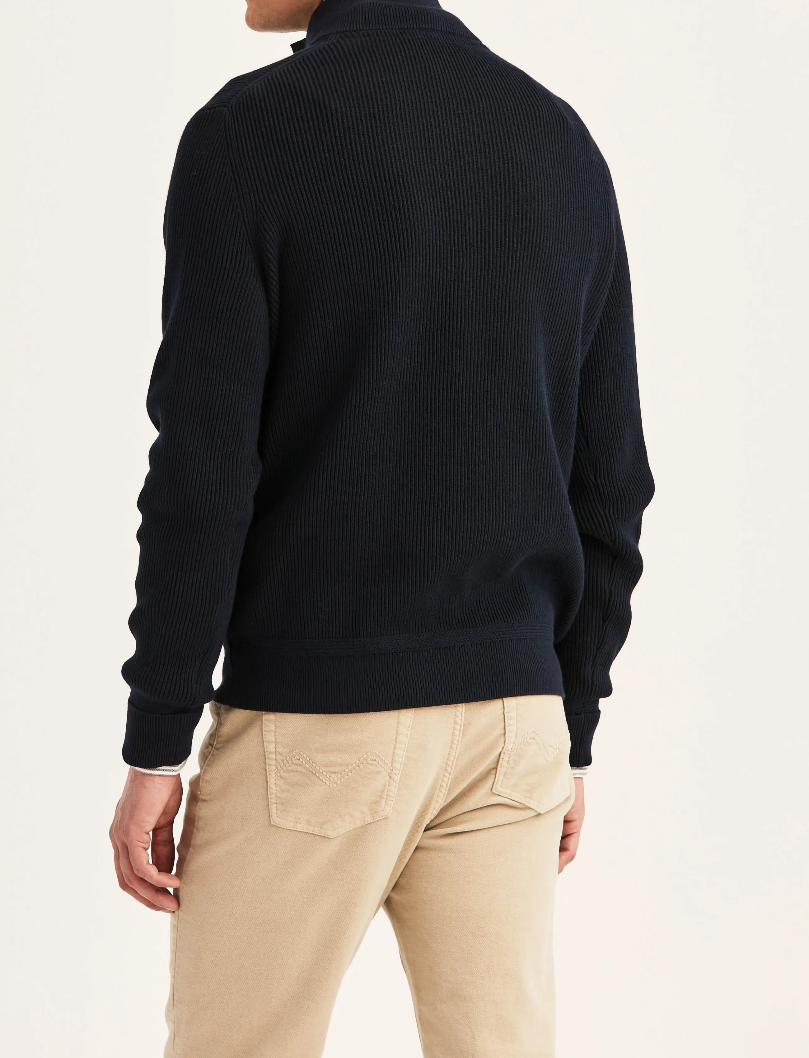 Morris - Niall Half Button Sweater - poloer i strik med lange ærmer - old blue - 4