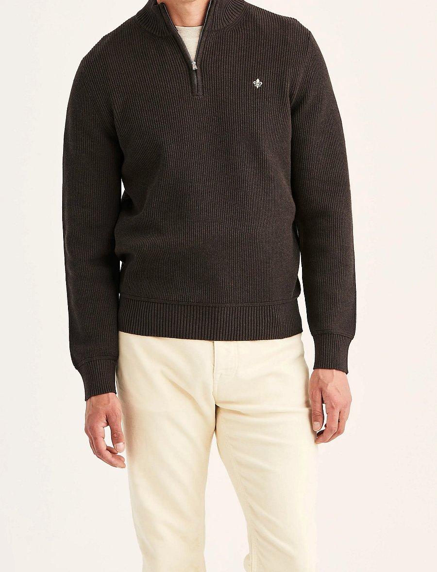 Morris - Colin Half Zip - halfzip strik - brown - 0