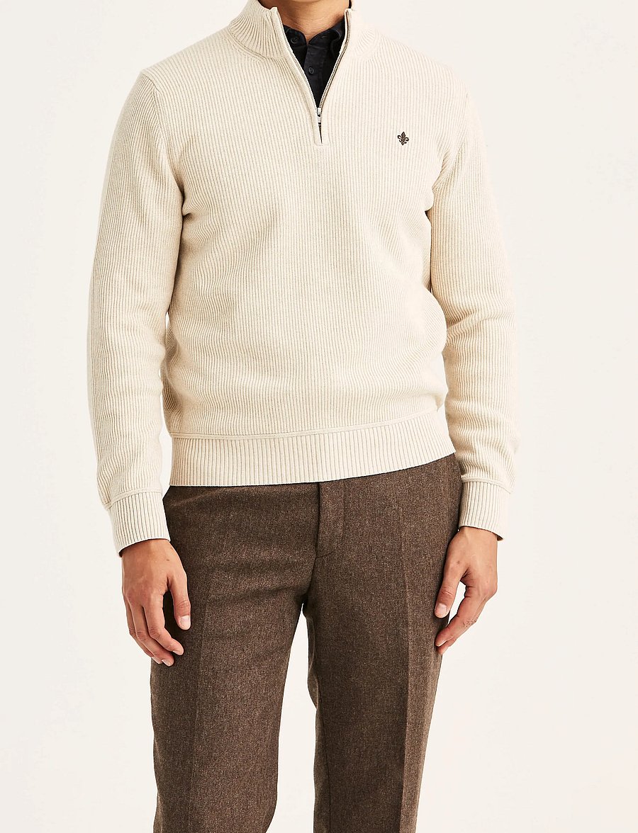 Morris - Colin Half Zip - pullover mit halbem reißverschluss - khaki - 0