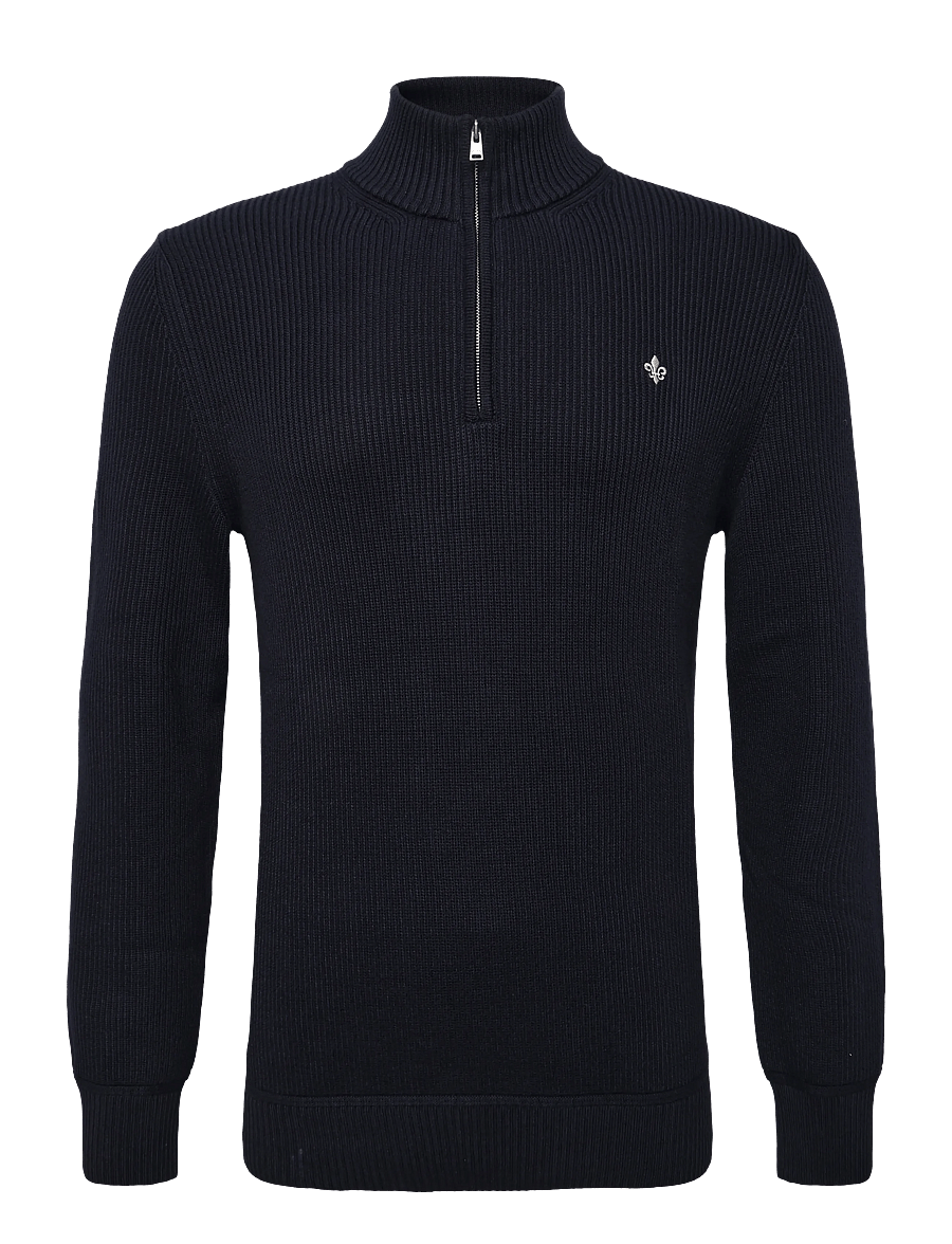 Morris - Colin Half Zip - half zip jumpers - old blue - 1
