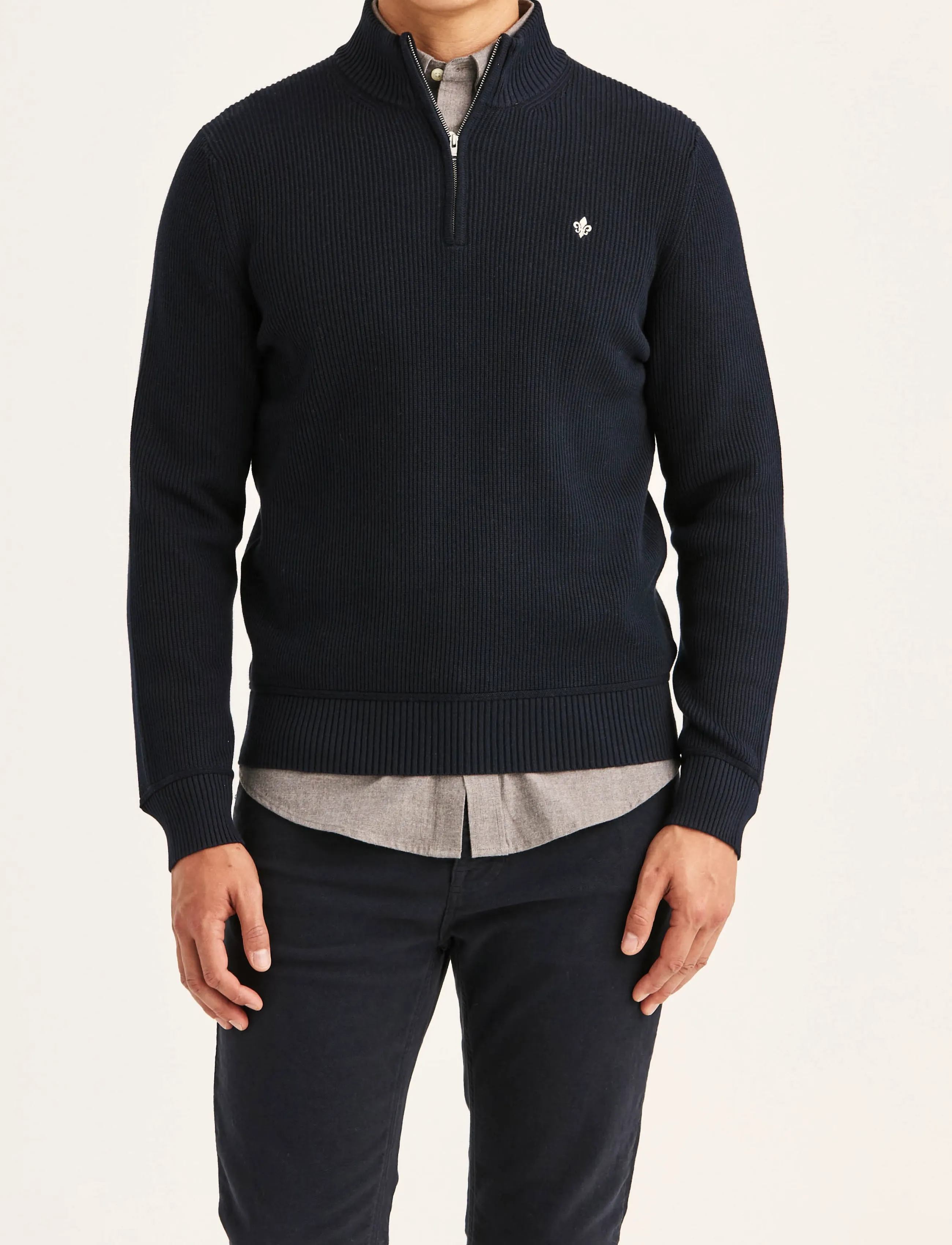 Morris - Colin Half Zip - half zip jumpers - old blue - 0