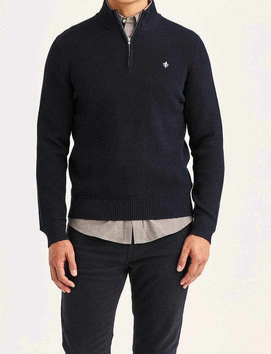 Morris - Colin Half Zip - half zip jumpers - old blue - 0