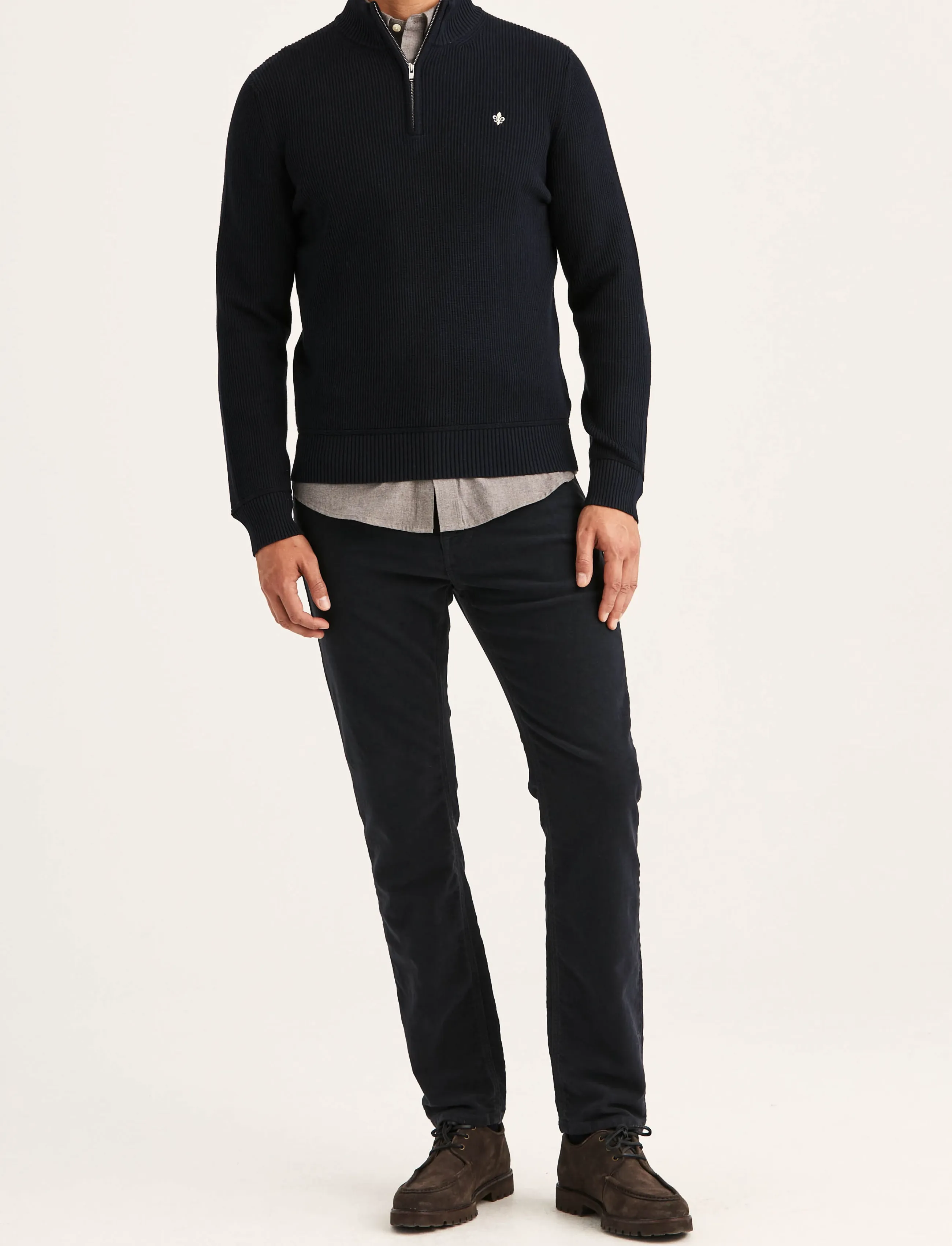 Morris - Colin Half Zip - half zip jumpers - old blue - 3