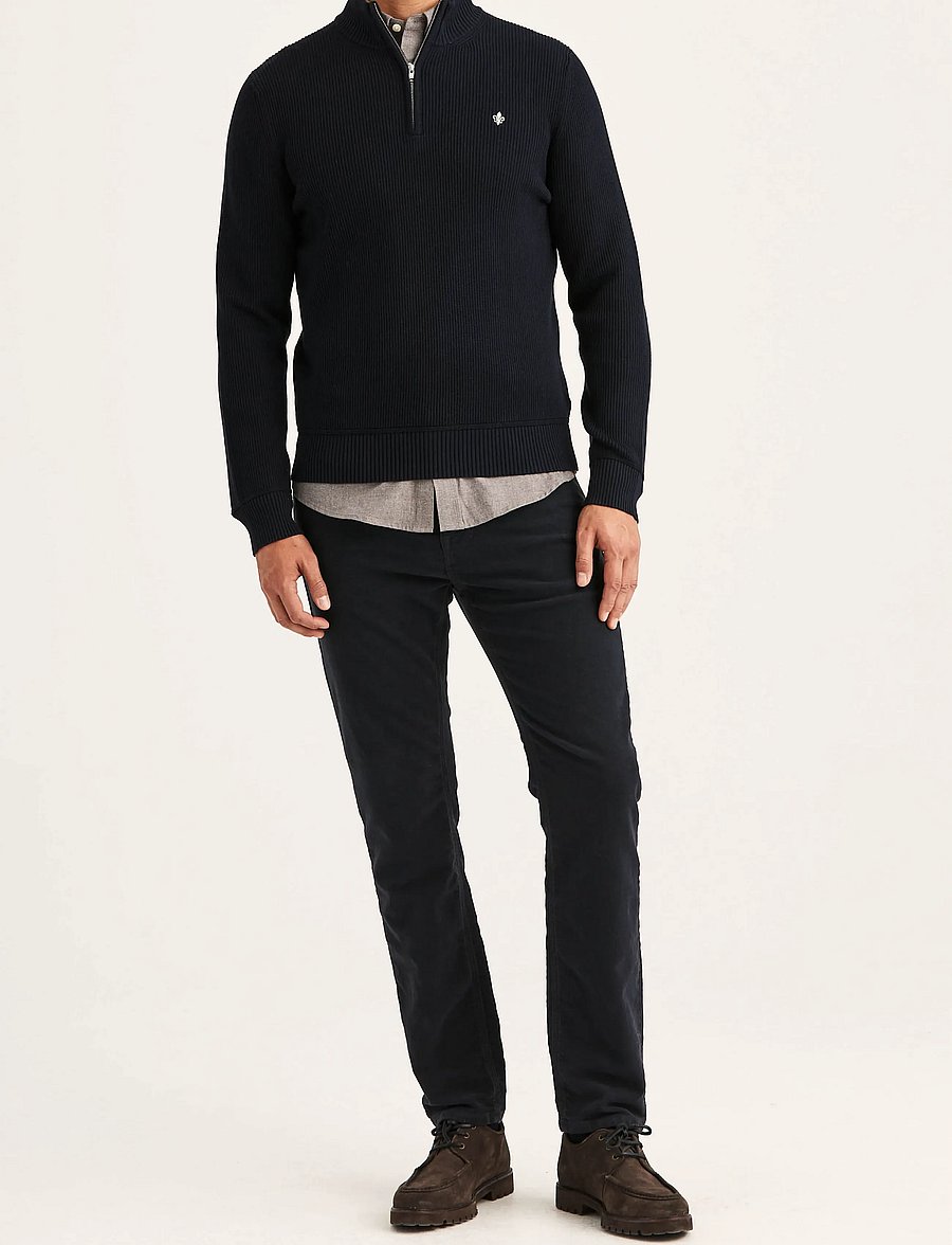 Morris - Colin Half Zip - half zip jumpers - old blue - 3