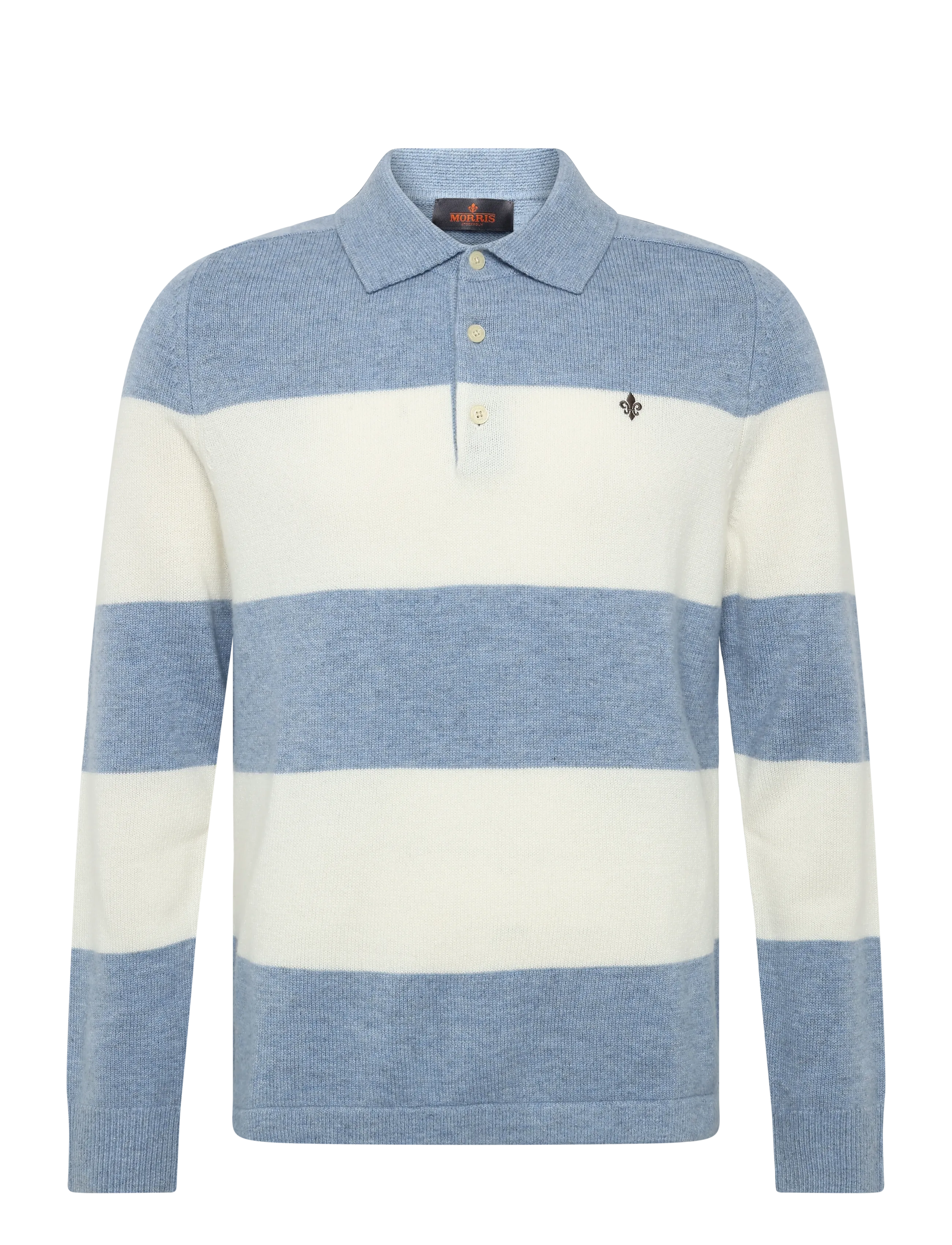 Morris - Hertford Polo - long-sleeved knitted polos - blue - 1