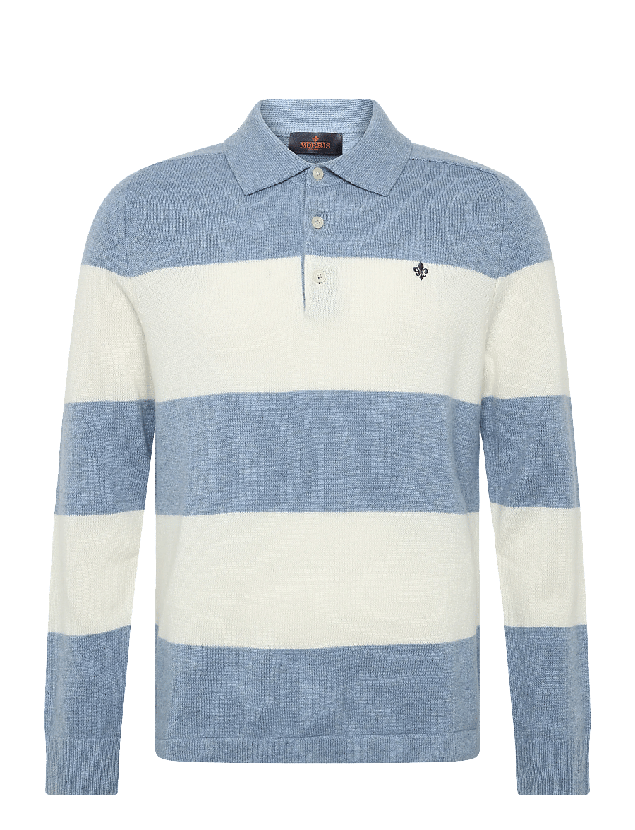 Morris - Hertford Polo - long-sleeved knitted polos - blue - 1