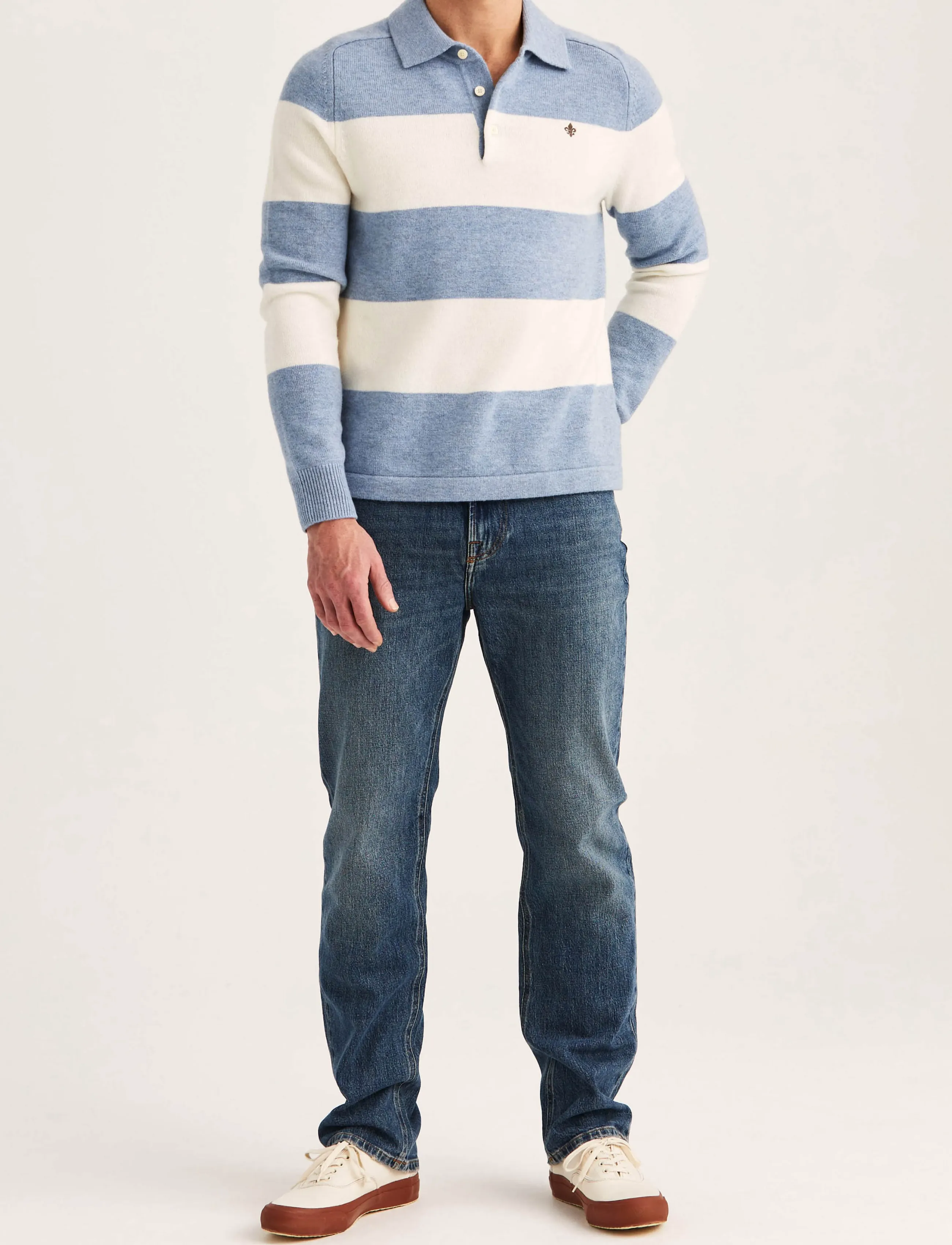 Morris - Hertford Polo - long-sleeved knitted polos - blue - 3