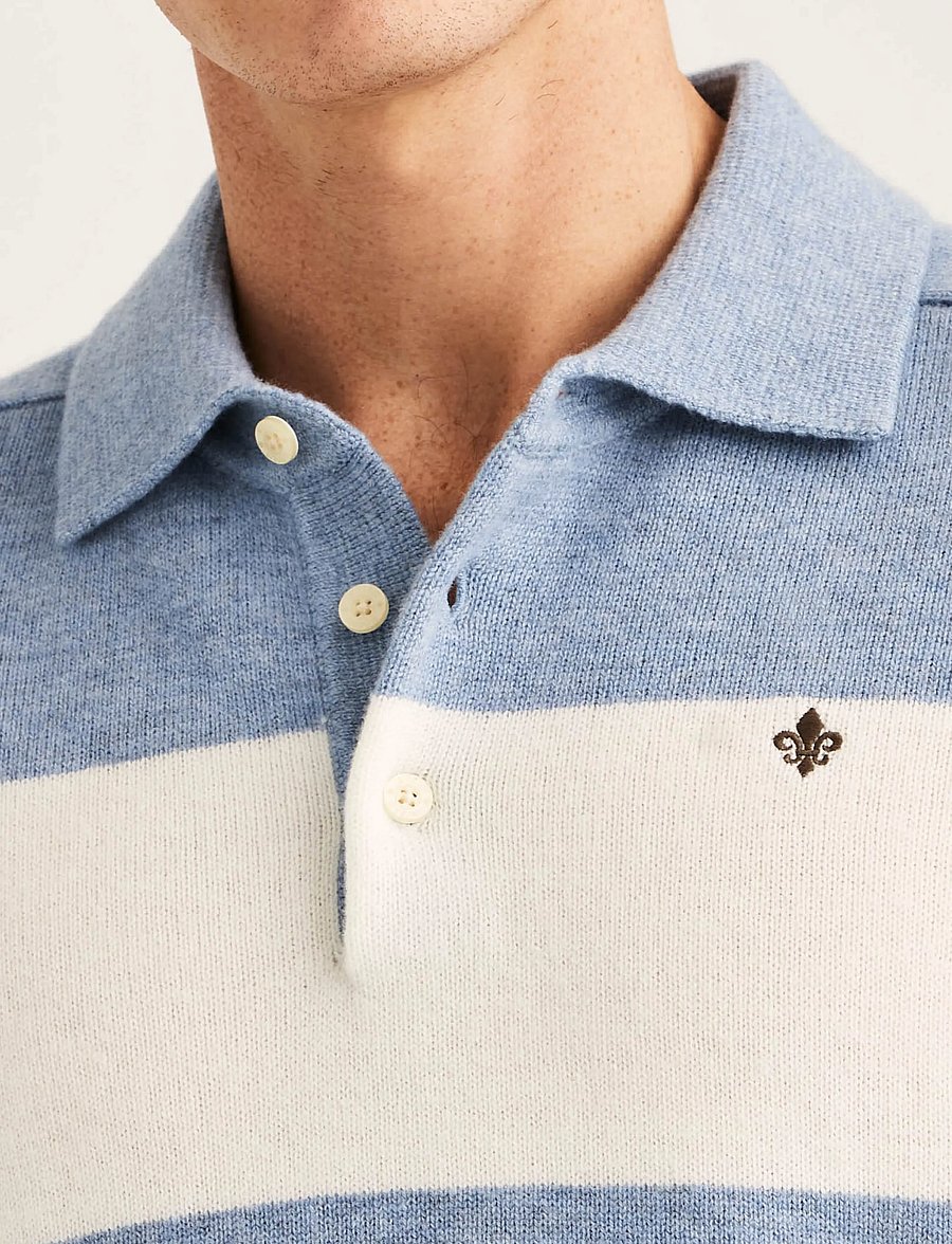 Morris - Hertford Polo - long-sleeved knitted polos - blue - 5