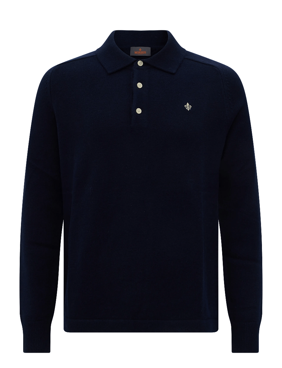 Morris - Hertford Polo - langärmelige strick-polohemden - navy - 1