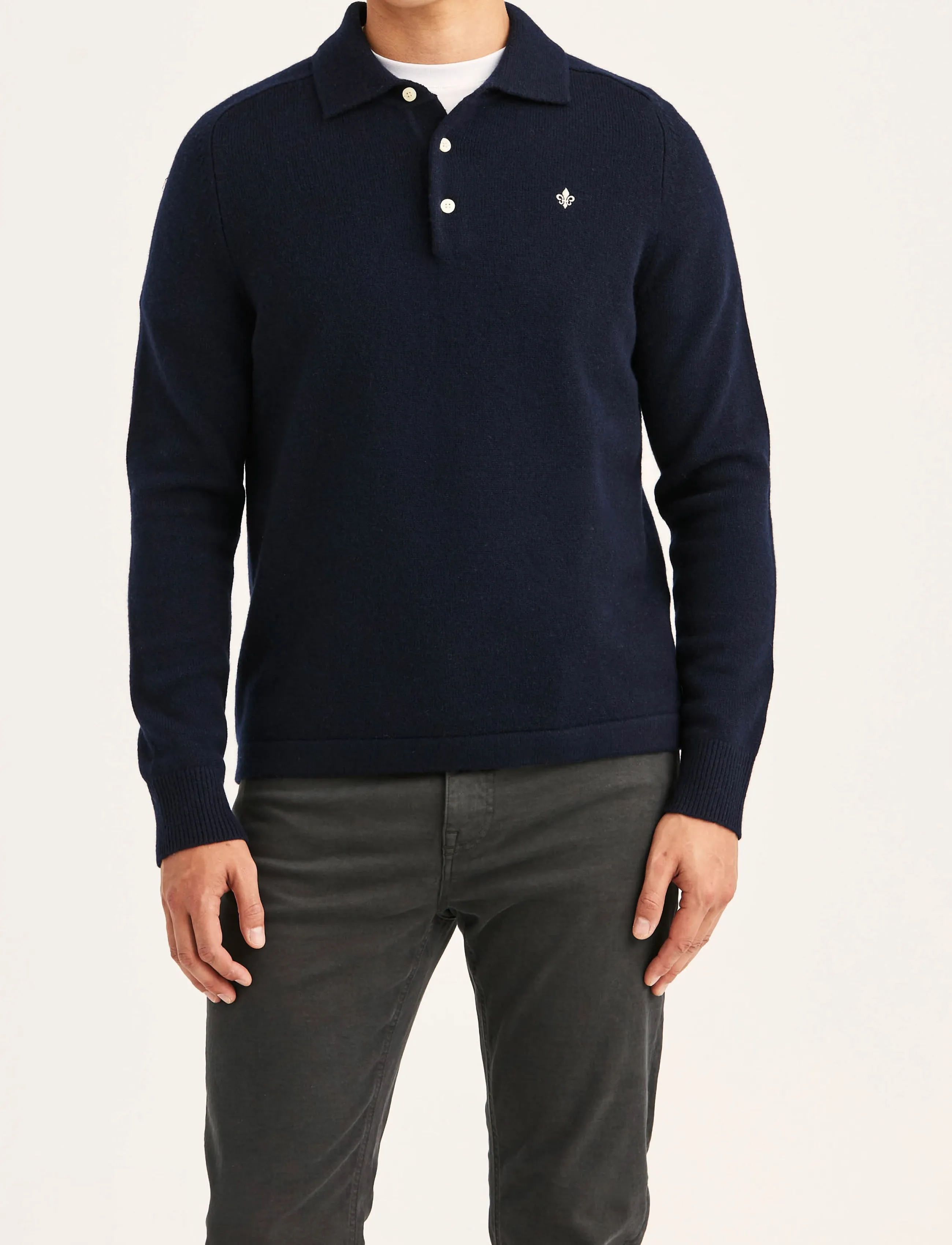 Morris Hertford Polo - Poloer i strik med lange ærmer - NAVY / navy