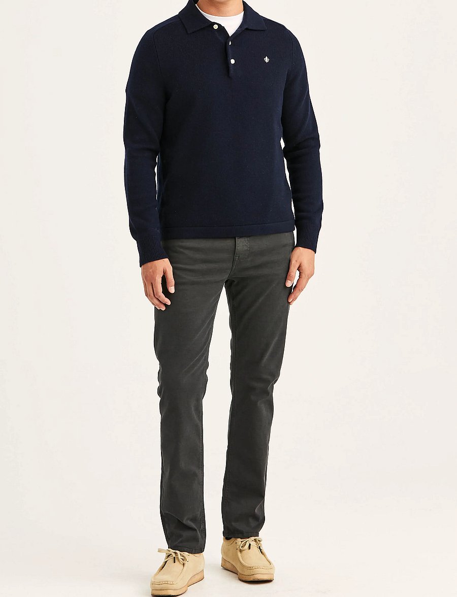 Morris - Hertford Polo - langärmelige strick-polohemden - navy - 3