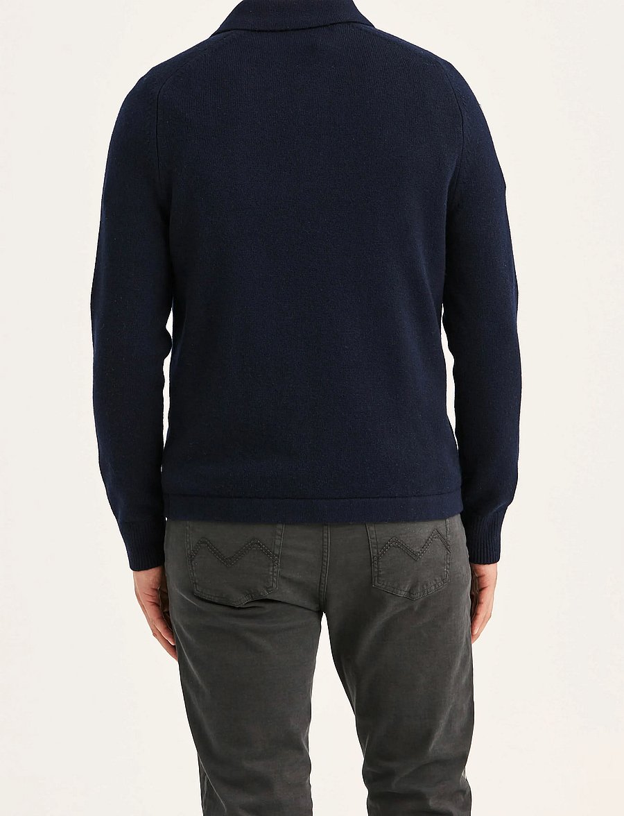 Morris - Hertford Polo - langärmelige strick-polohemden - navy - 4