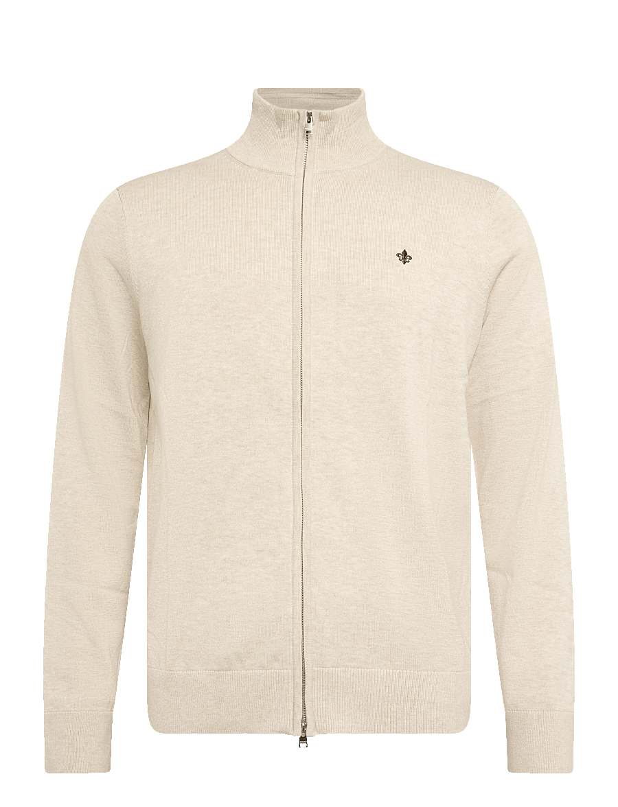 Morris - Brian Zip Cardigan - full zip jumpers - khaki - 0