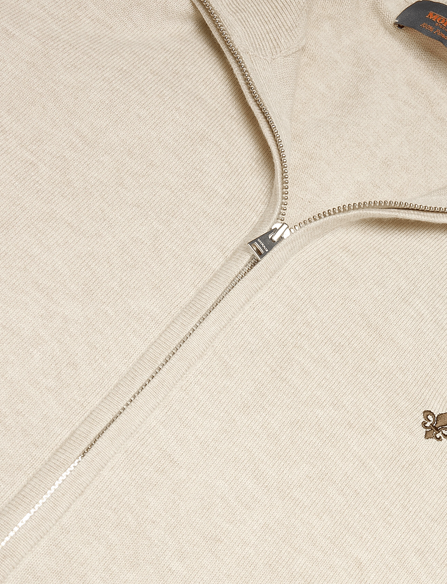 Morris - Brian Zip Cardigan - full zip jumpers - khaki - 2