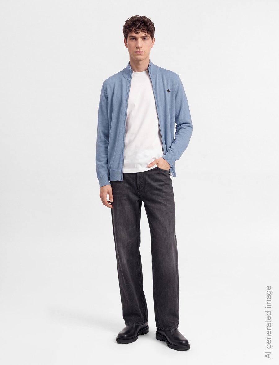 Morris - Brian Zip Cardigan - pullover mit durchgehendem reißverschluss - light blue - 0