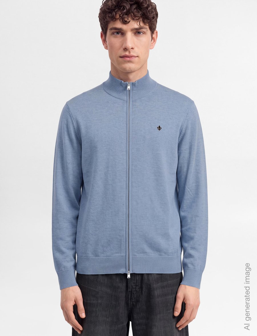 Morris - Brian Zip Cardigan - pullover mit durchgehendem reißverschluss - light blue - 3