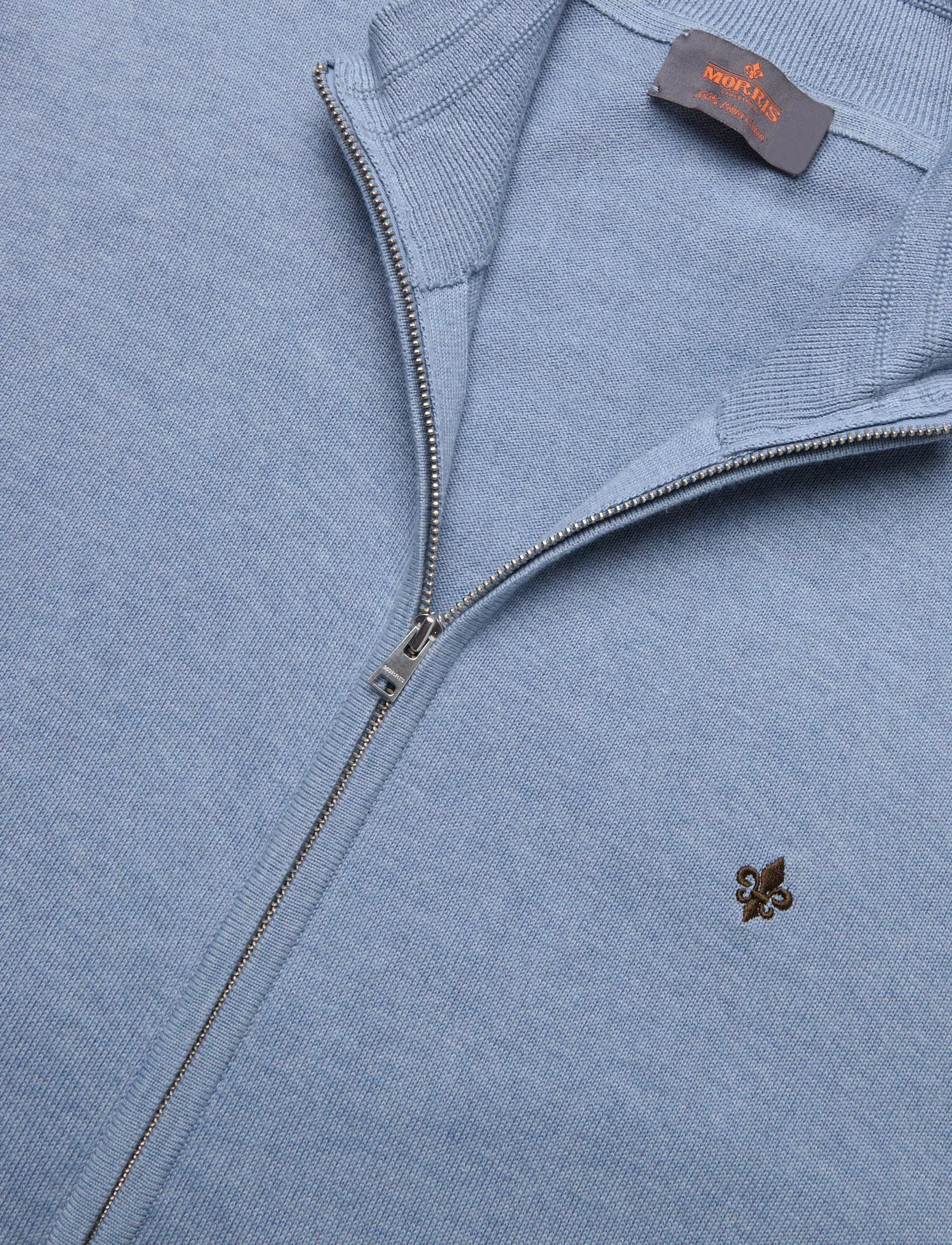 Morris - Brian Zip Cardigan - full zip tröjor - light blue - 2