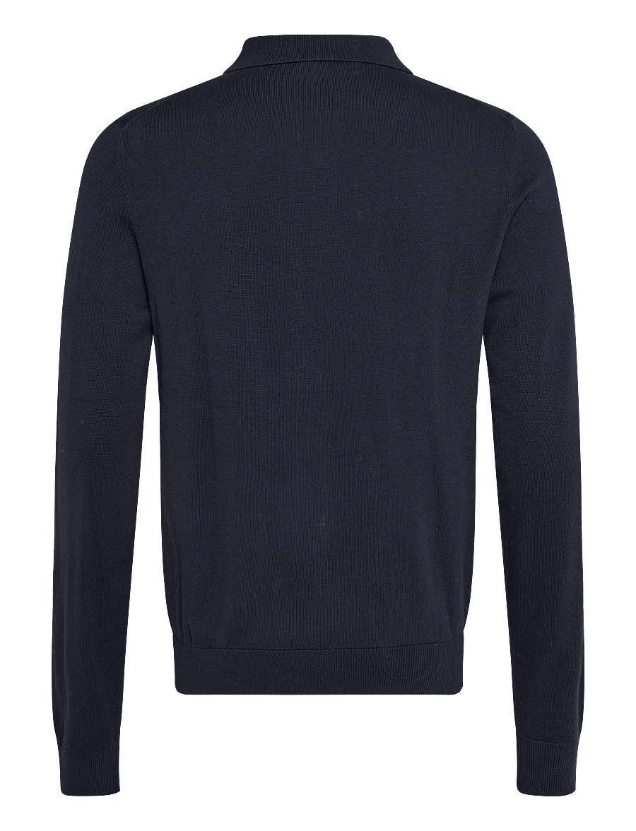 Morris - Brian Polo Knit - langärmelige strick-polohemden - old blue - 1