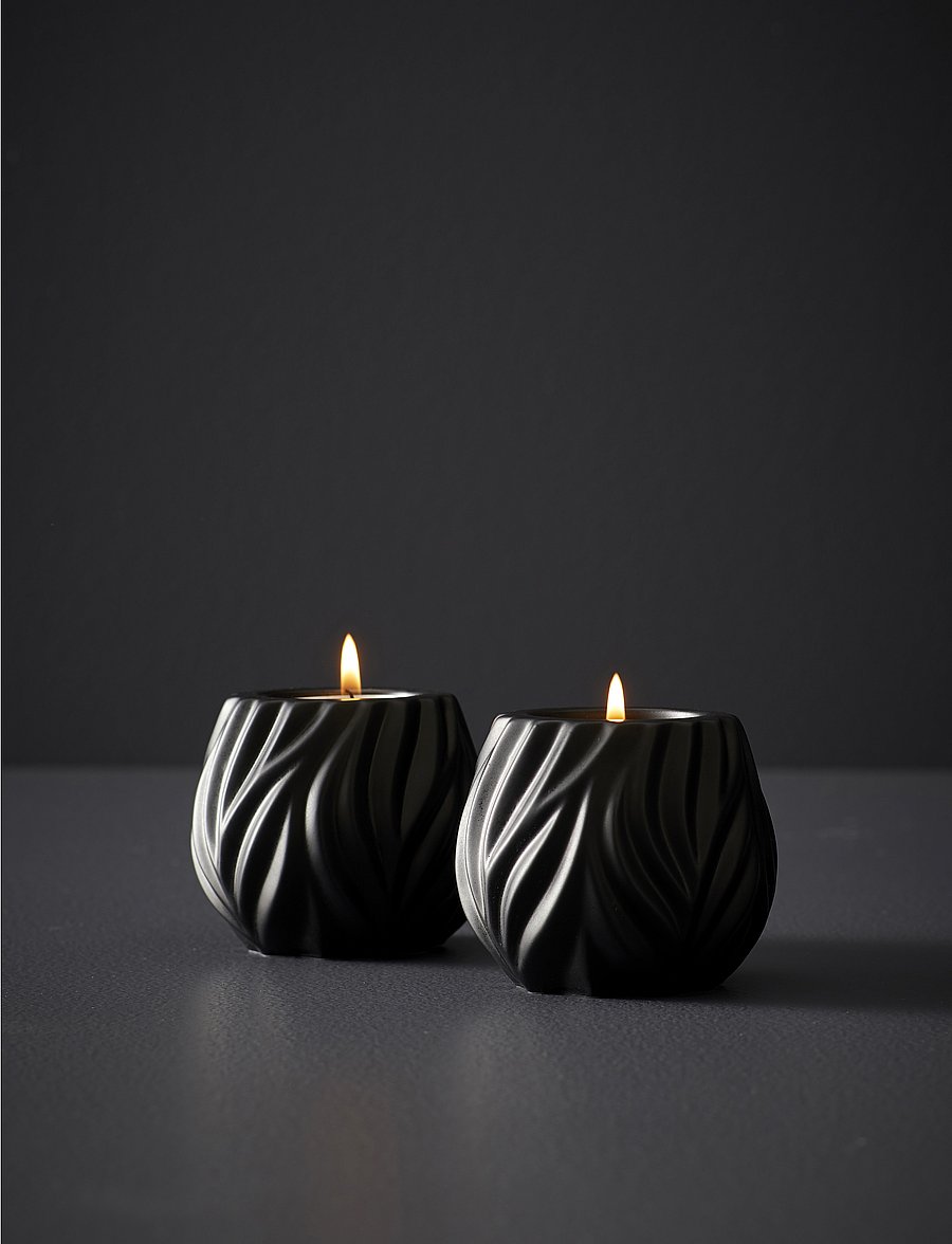 Morsø - Tealight holder Flame 2 pcs - black - 1