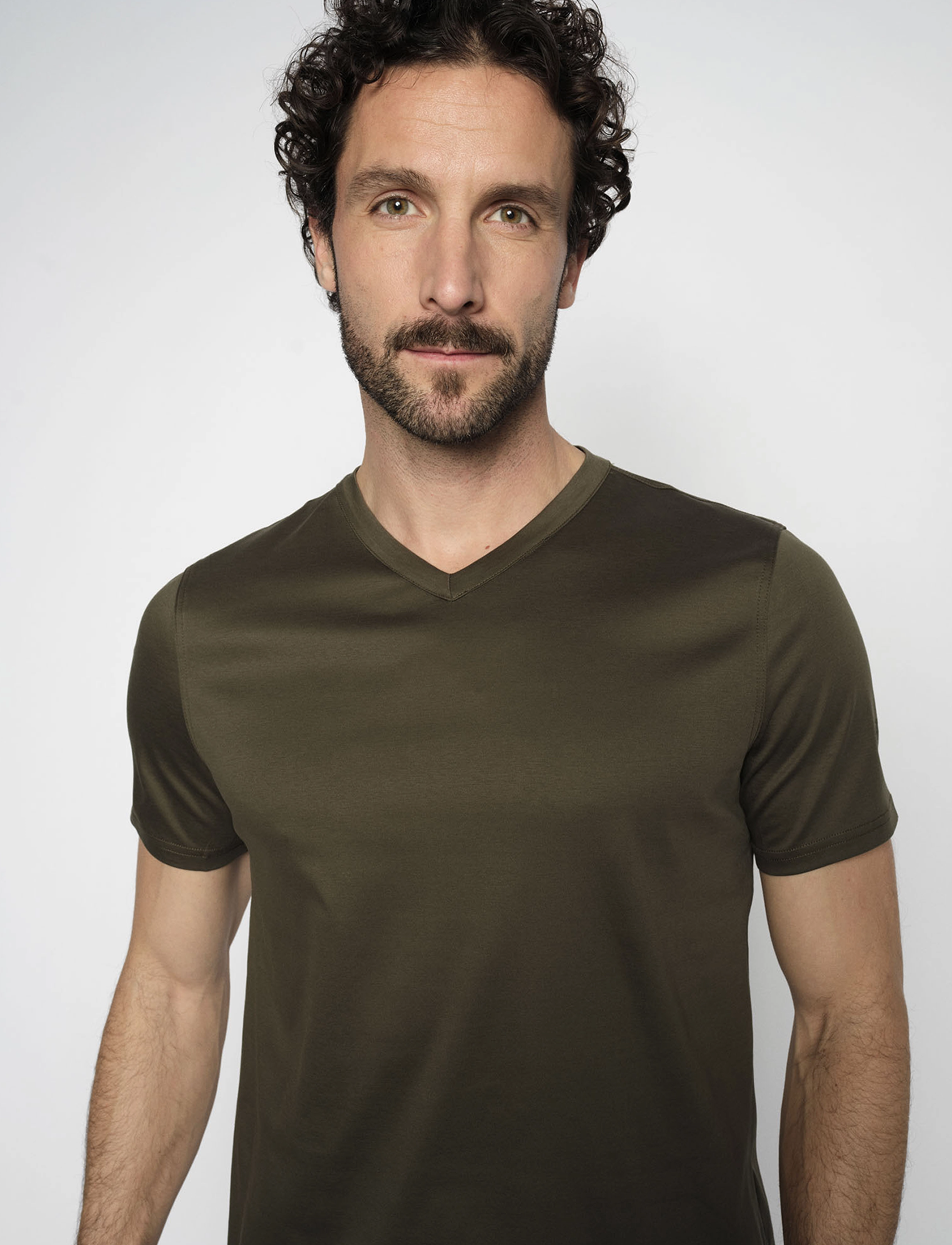 Mos Mosh Gallery Perry Crunch V-Ss Tee, L, Khaki green, T-Shirts > Kortærmede, Herre