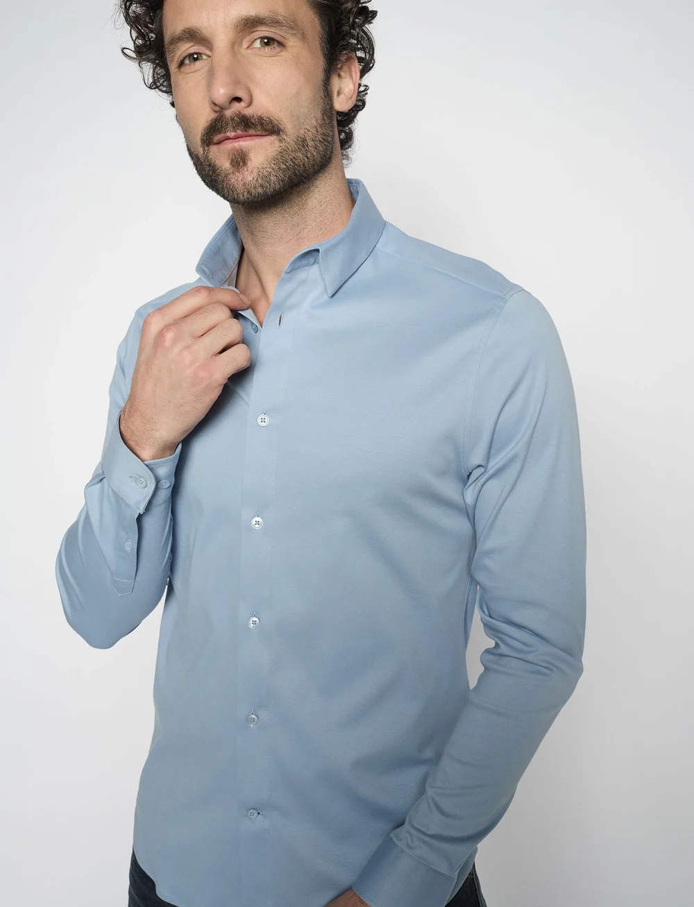 Mos Mosh Gallery - Marco Crunch Jersey Shirt - casual skjorter - bel air blue - 0