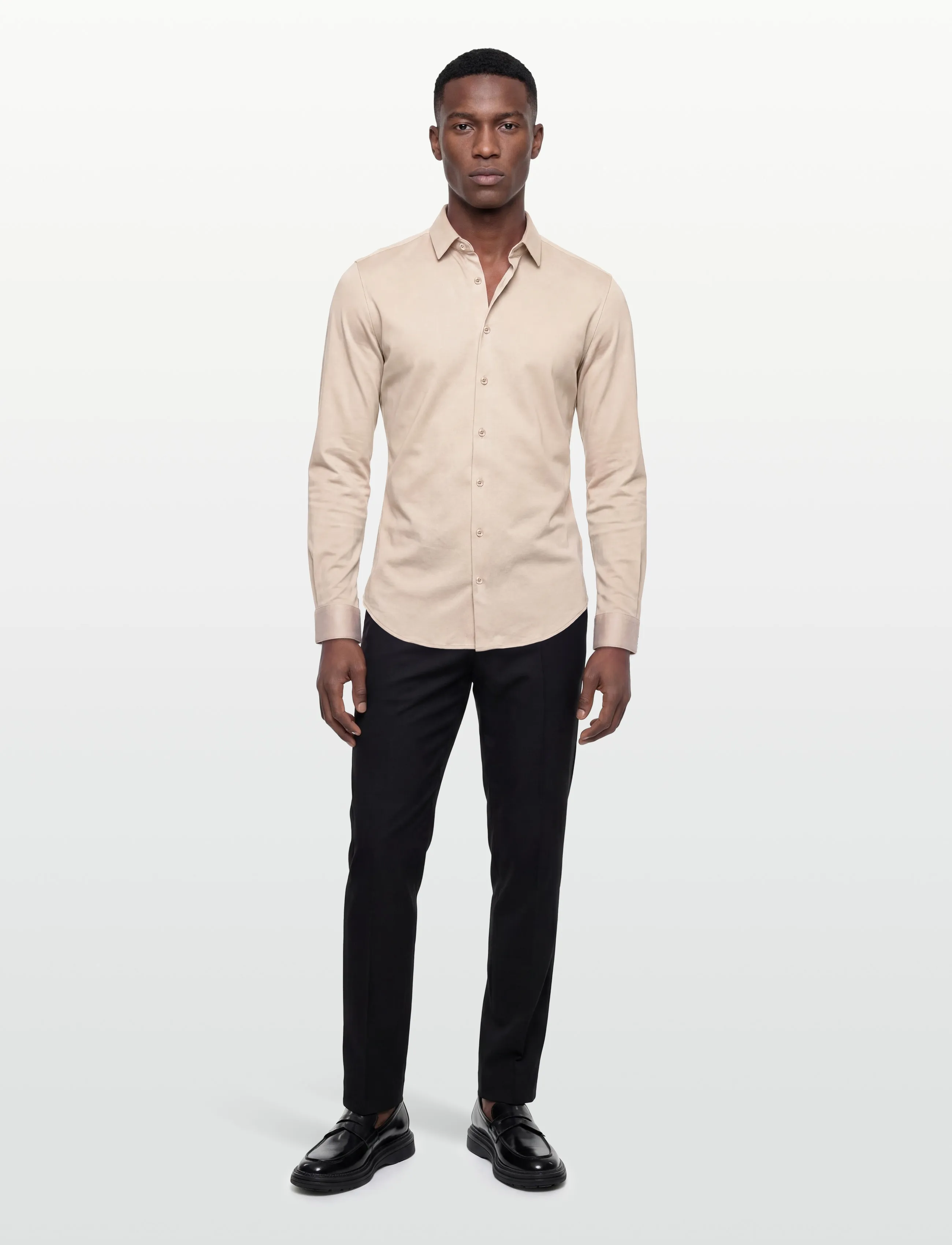 Mos Mosh Gallery Marco Crunch Jersey Shirt - Skyrtur - CHATEAU GRAY / beige