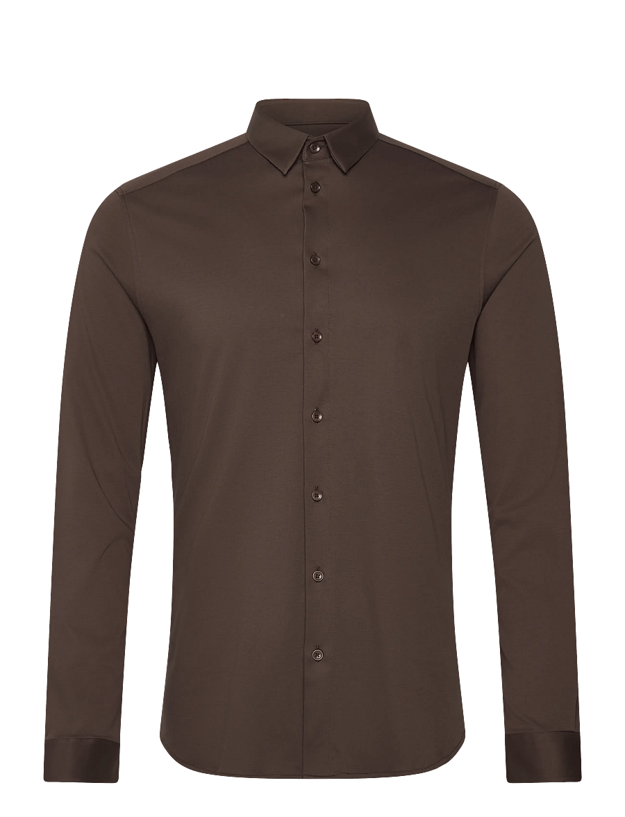 Mos Mosh Gallery - Marco Crunch Jersey Shirt - chemises décontractées - chocolate brown - 0
