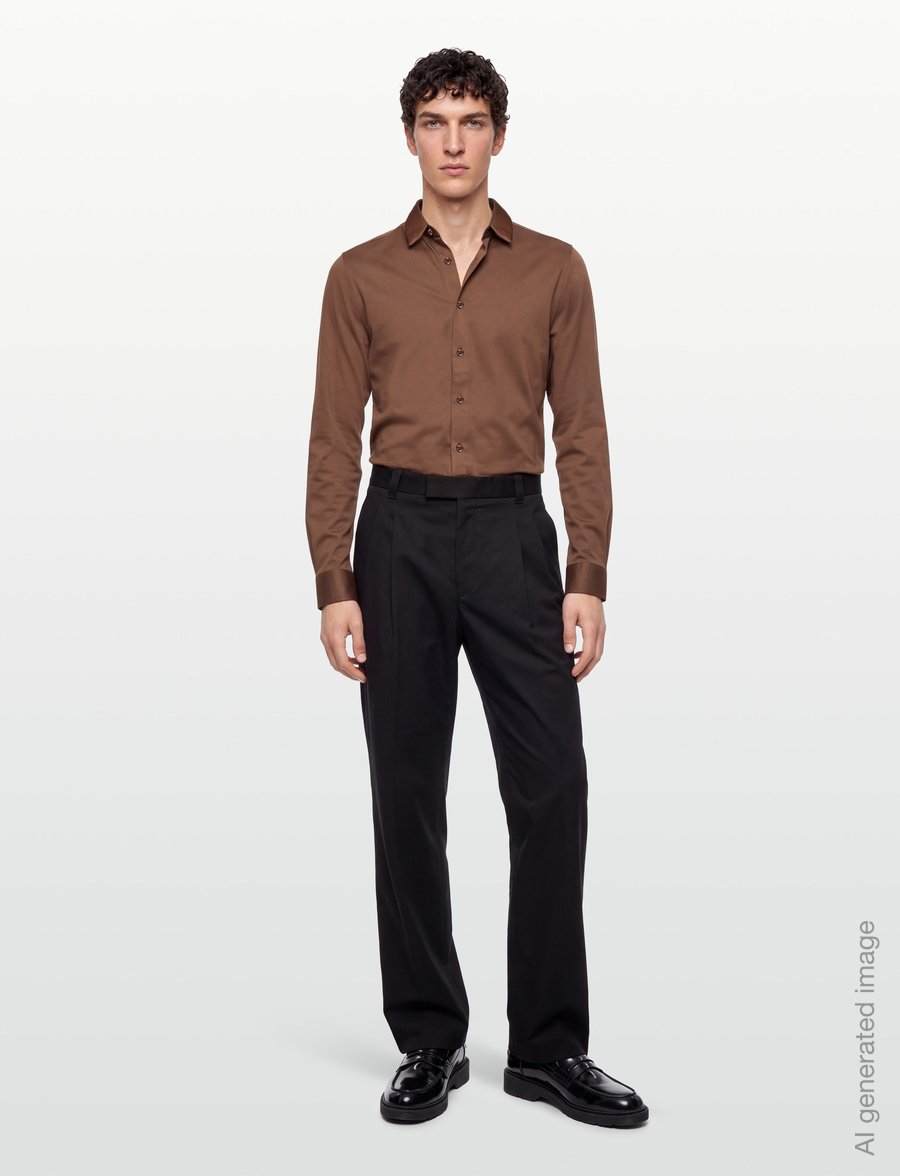 Mos Mosh Gallery - Marco Crunch Jersey Shirt - casual shirts - cocoa brown - 0