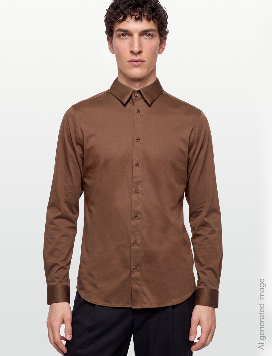 Mos Mosh Gallery - Marco Crunch Jersey Shirt - casual shirts - cocoa brown - 3