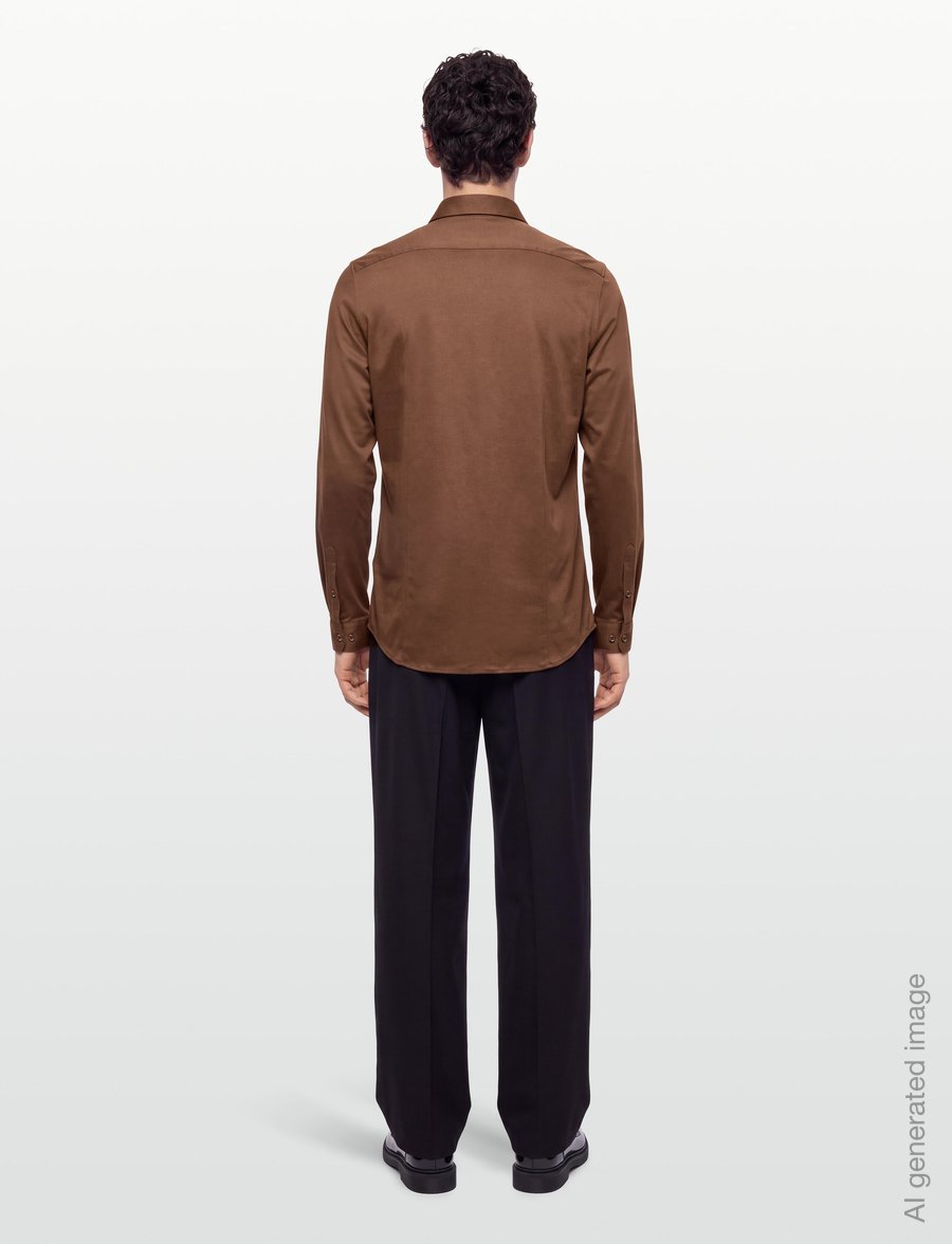 Mos Mosh Gallery - Marco Crunch Jersey Shirt - casual shirts - cocoa brown - 4