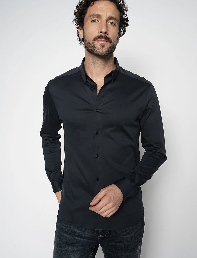 Mos Mosh Gallery - Marco Crunch Jersey Shirt - casual skjorter - navy - 0