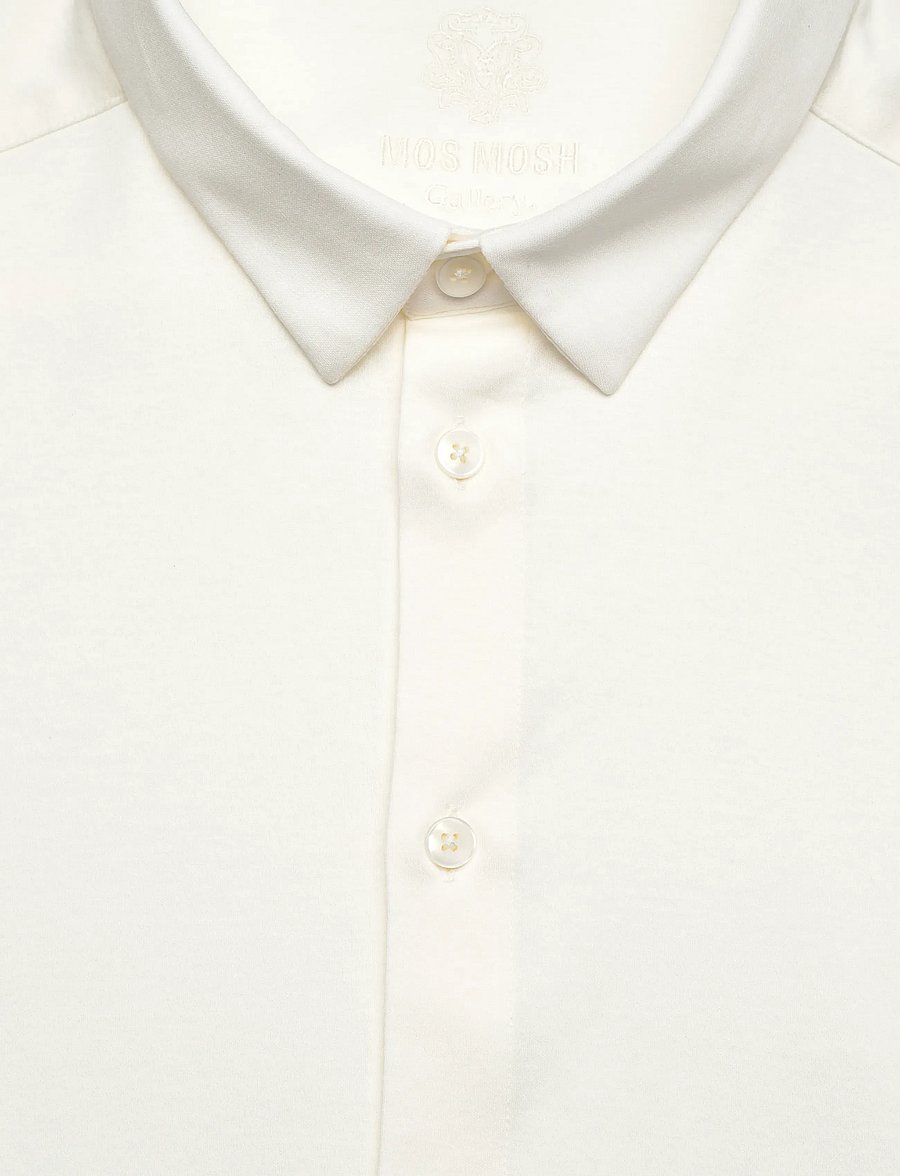 Mos Mosh Gallery - Marco Crunch Jersey Shirt - vabaajasärgid - offwhite - 5