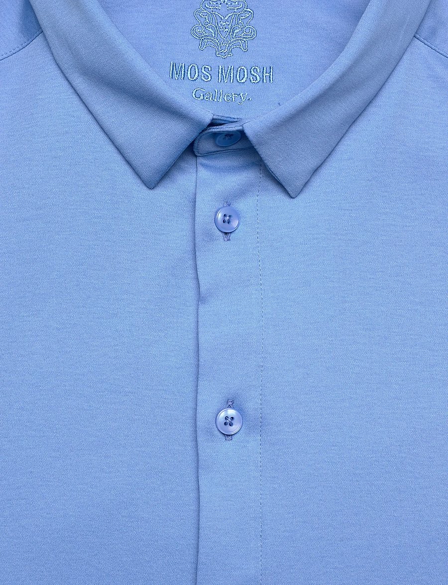 Mos Mosh Gallery - Marco Crunch Jersey Shirt - vabaajasärgid - silver lake blue - 5